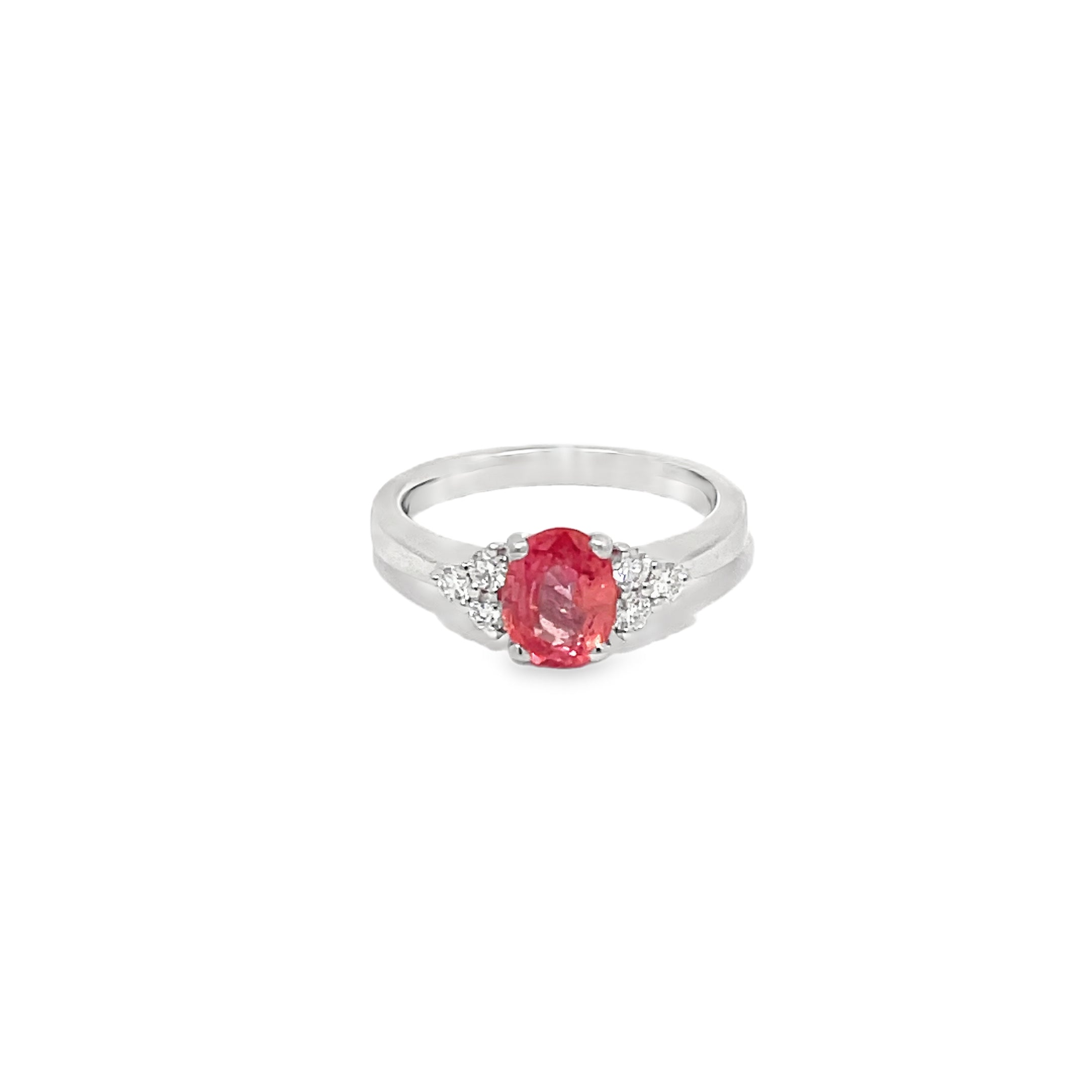 1.17ct Padparadsha Sapphire And Diamond Ring Set in Platinum