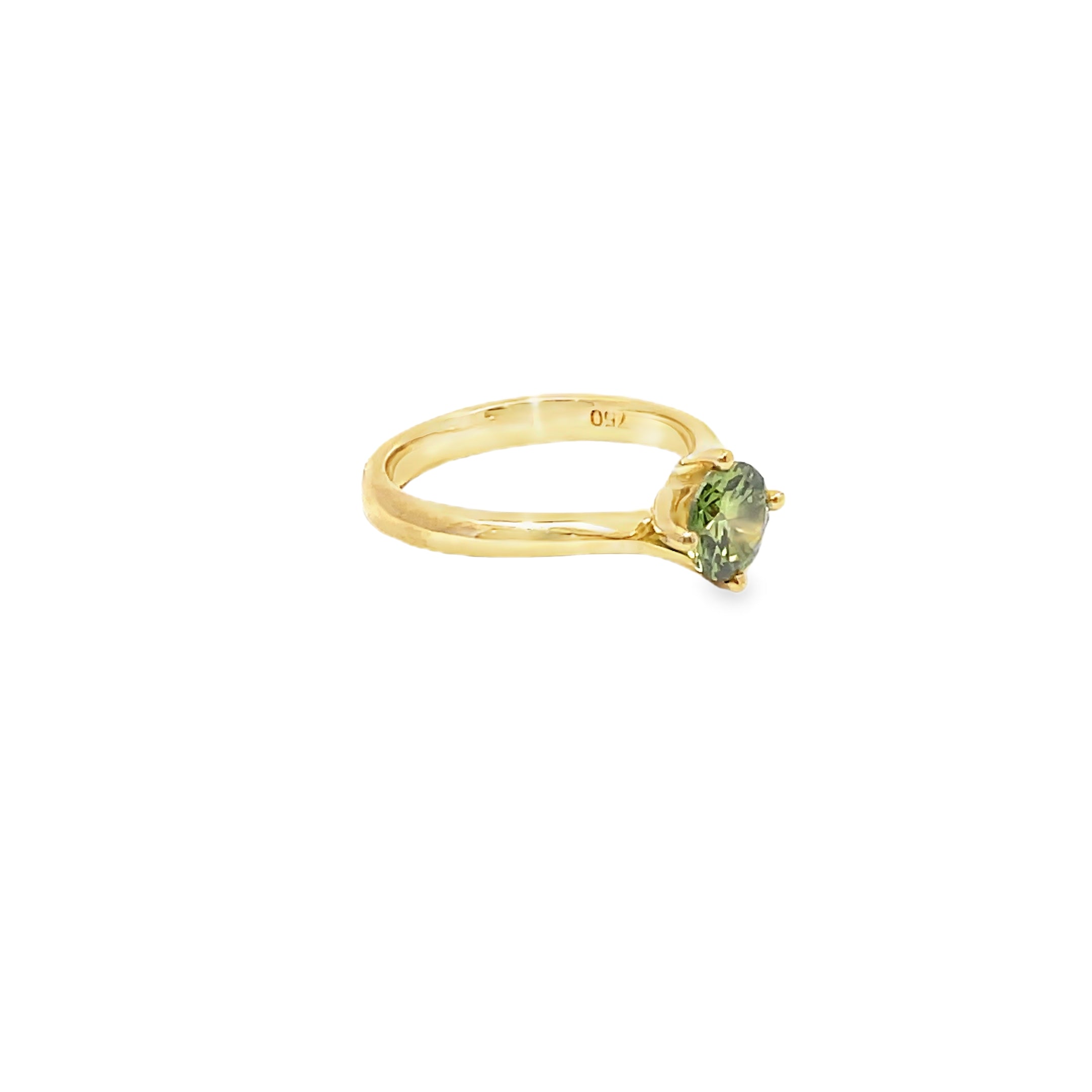 1.00ct Fancy Vivid Green Lab Grown Diamond Ring Set In 18ct Yellow Gold