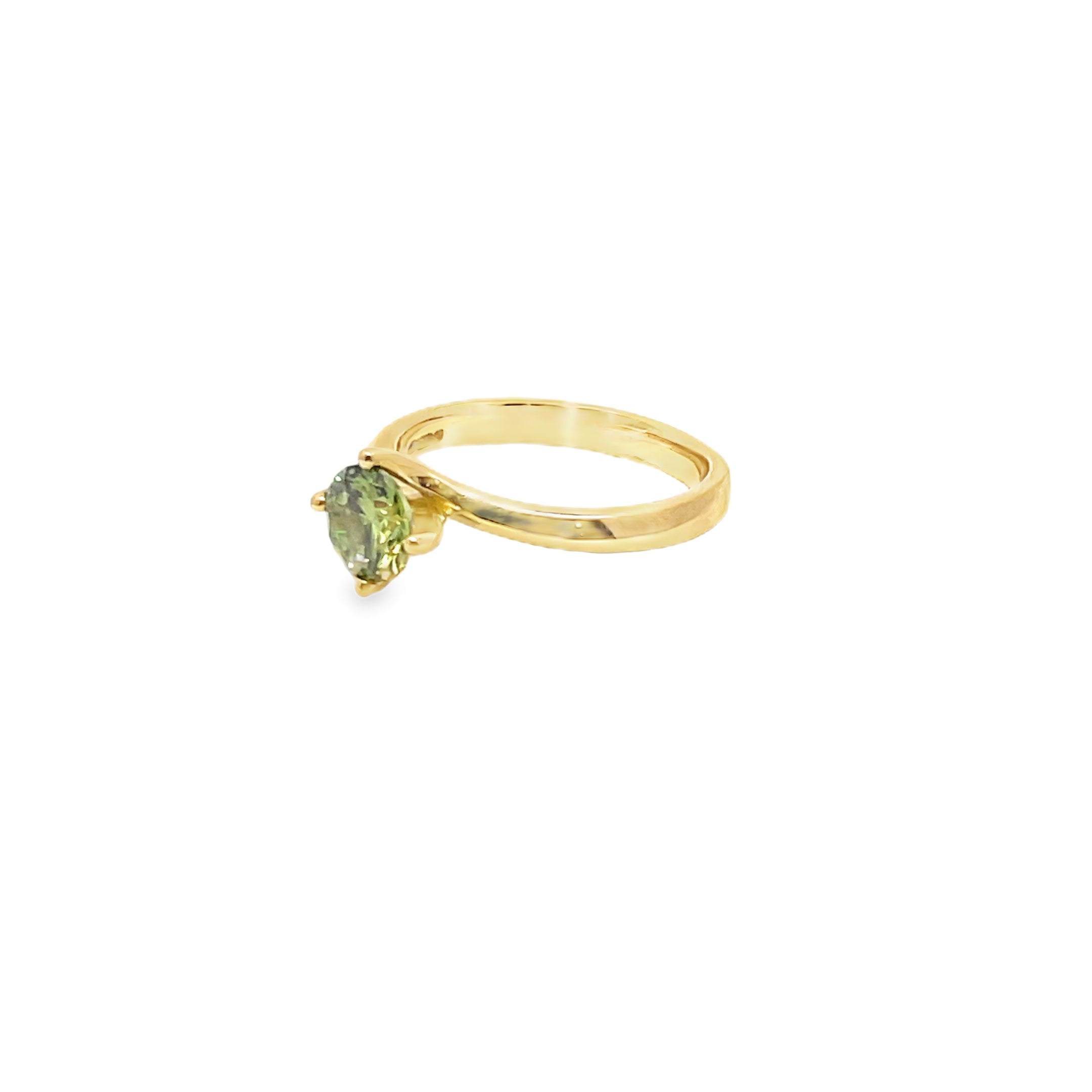 1.00ct Fancy Vivid Green Lab Grown Diamond Ring Set In 18ct Yellow Gold