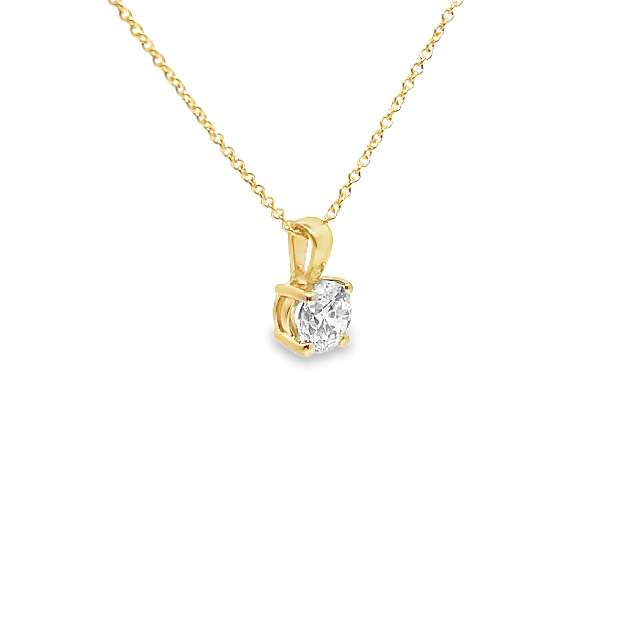 1.02ct Lab Grown Diamond Round Brilliant Cut Pendant Set In 18ct Yellow Gold