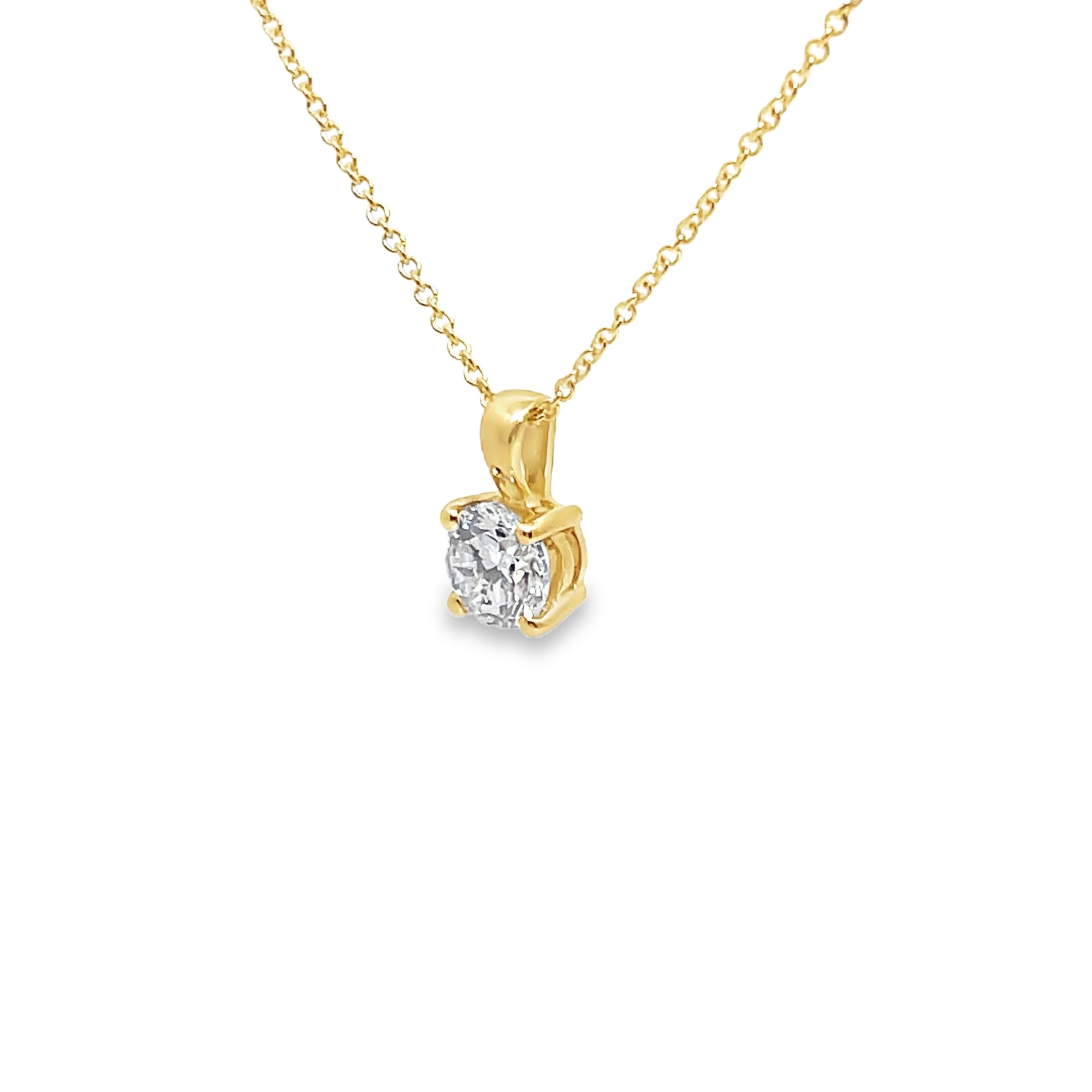 1.02ct Lab Grown Diamond Round Brilliant Cut Pendant Set In 18ct Yellow Gold