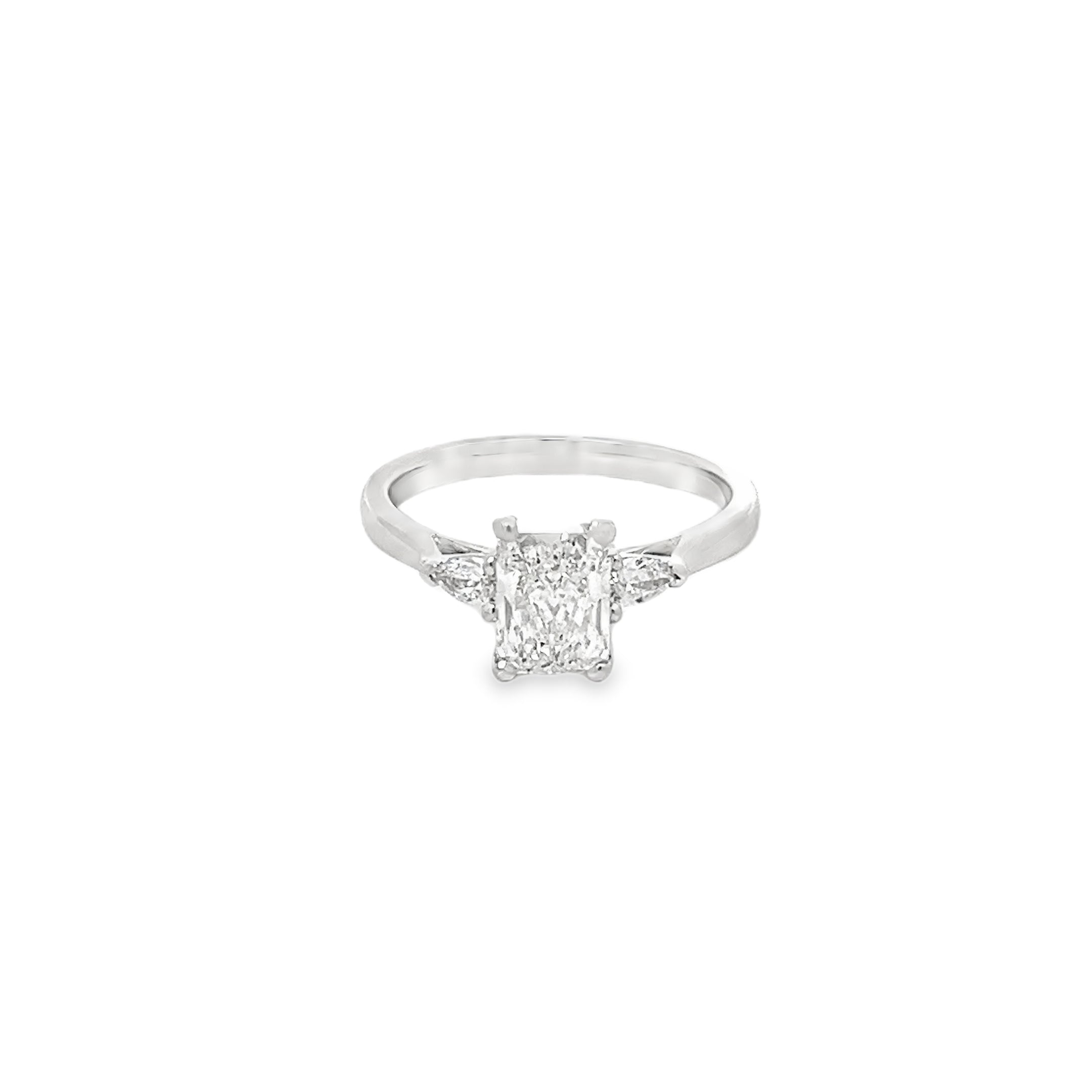 1.19ct Lab Grown Radiant Cut Diamond Engagement Ring Set In Platinum