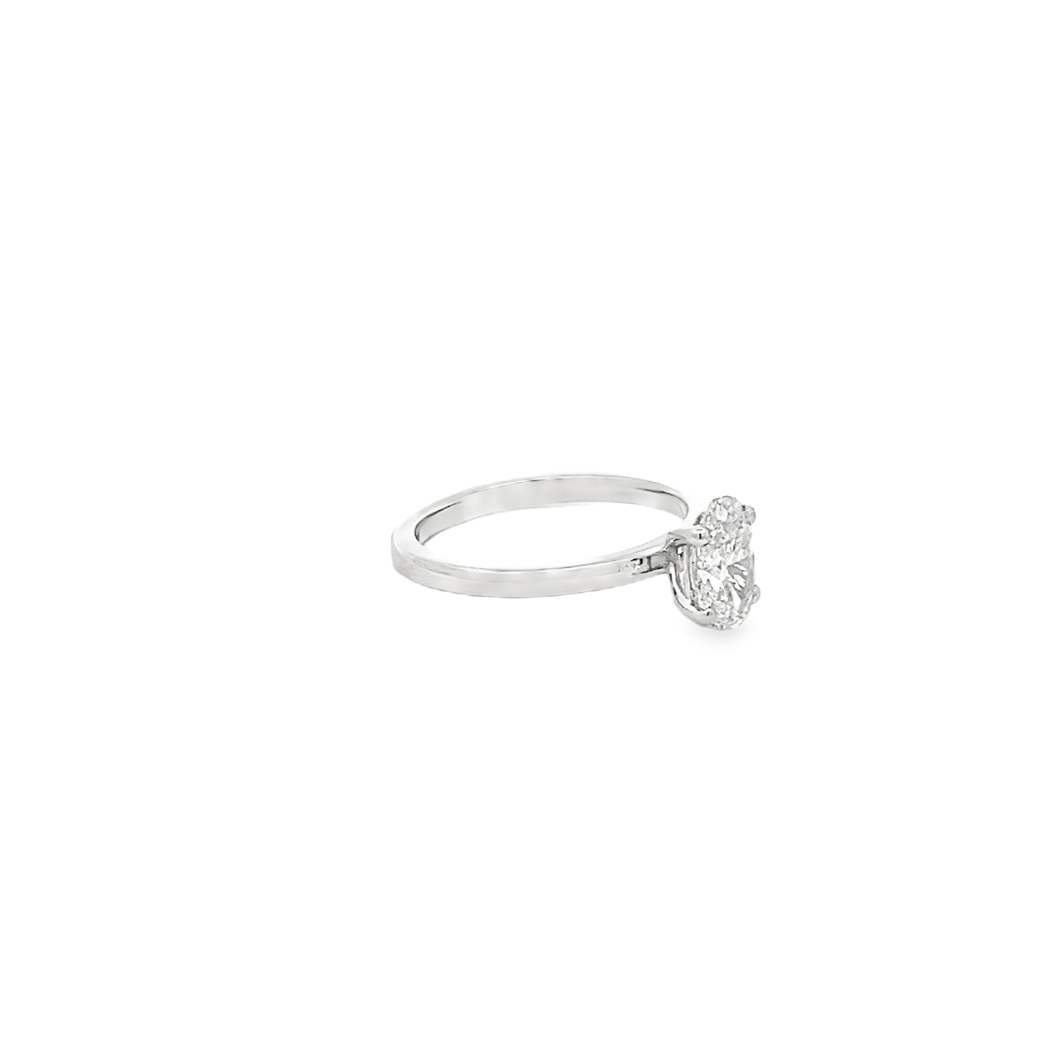 1.03ct Lab Grown Oval Cut Diamond Engagement Ring Set In Platinum
