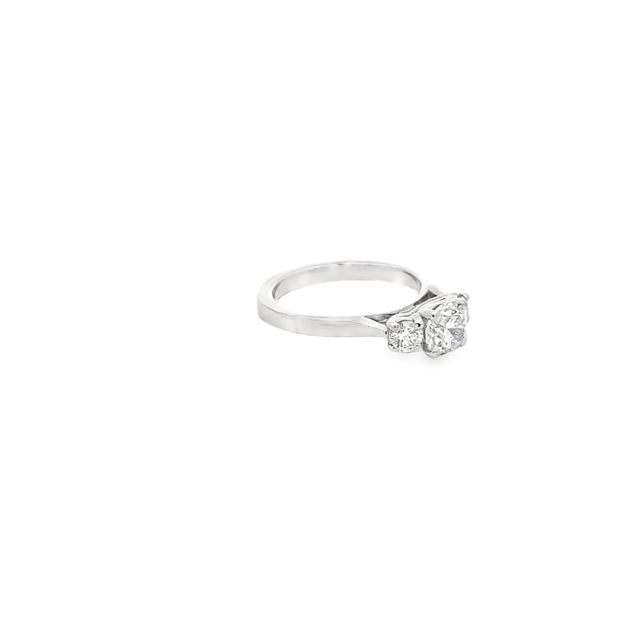1.17ct Lab Grown Round Brilliant Cut Diamond Trilogy Ring Set In Platinum