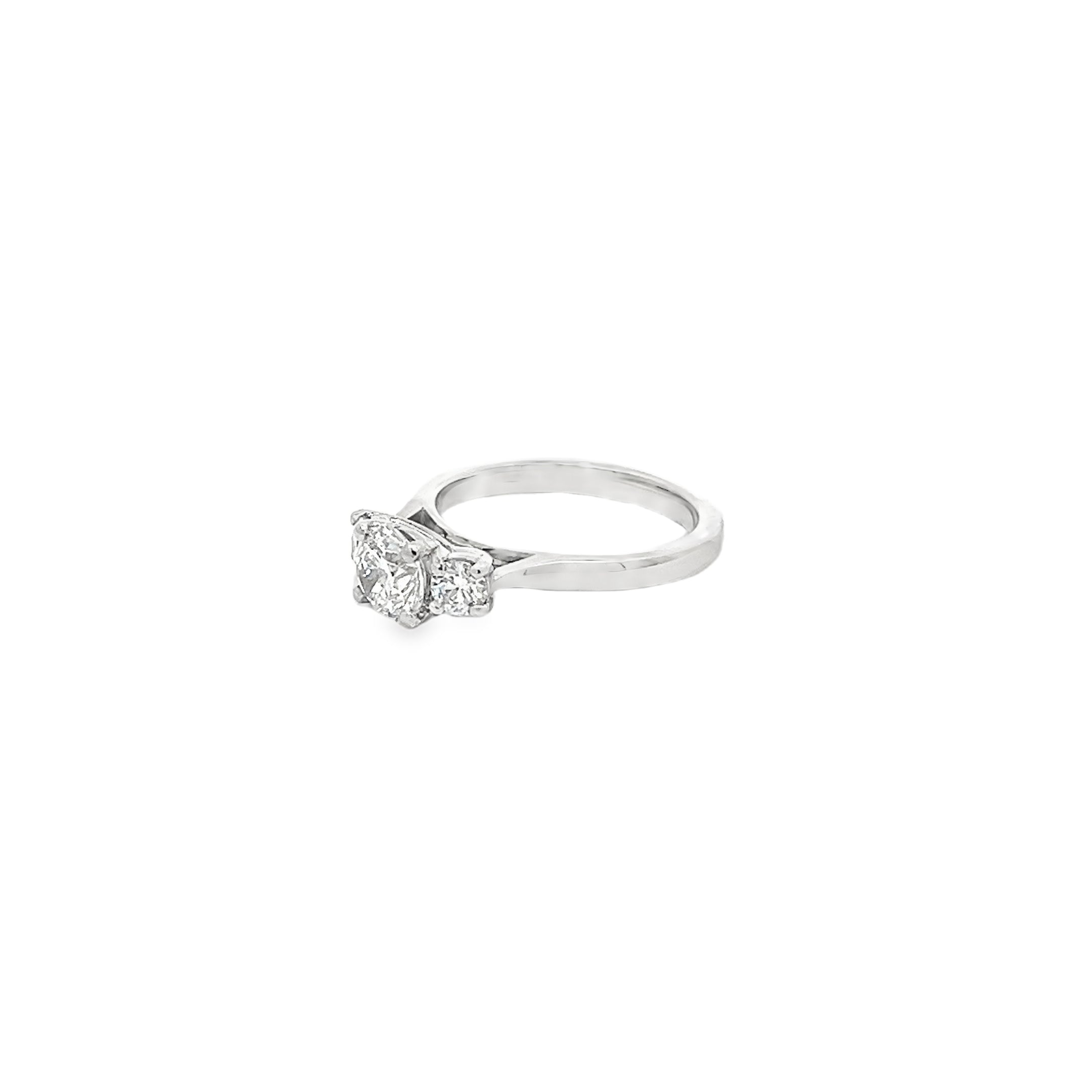 1.17ct Lab Grown Round Brilliant Cut Diamond Trilogy Ring Set In Platinum