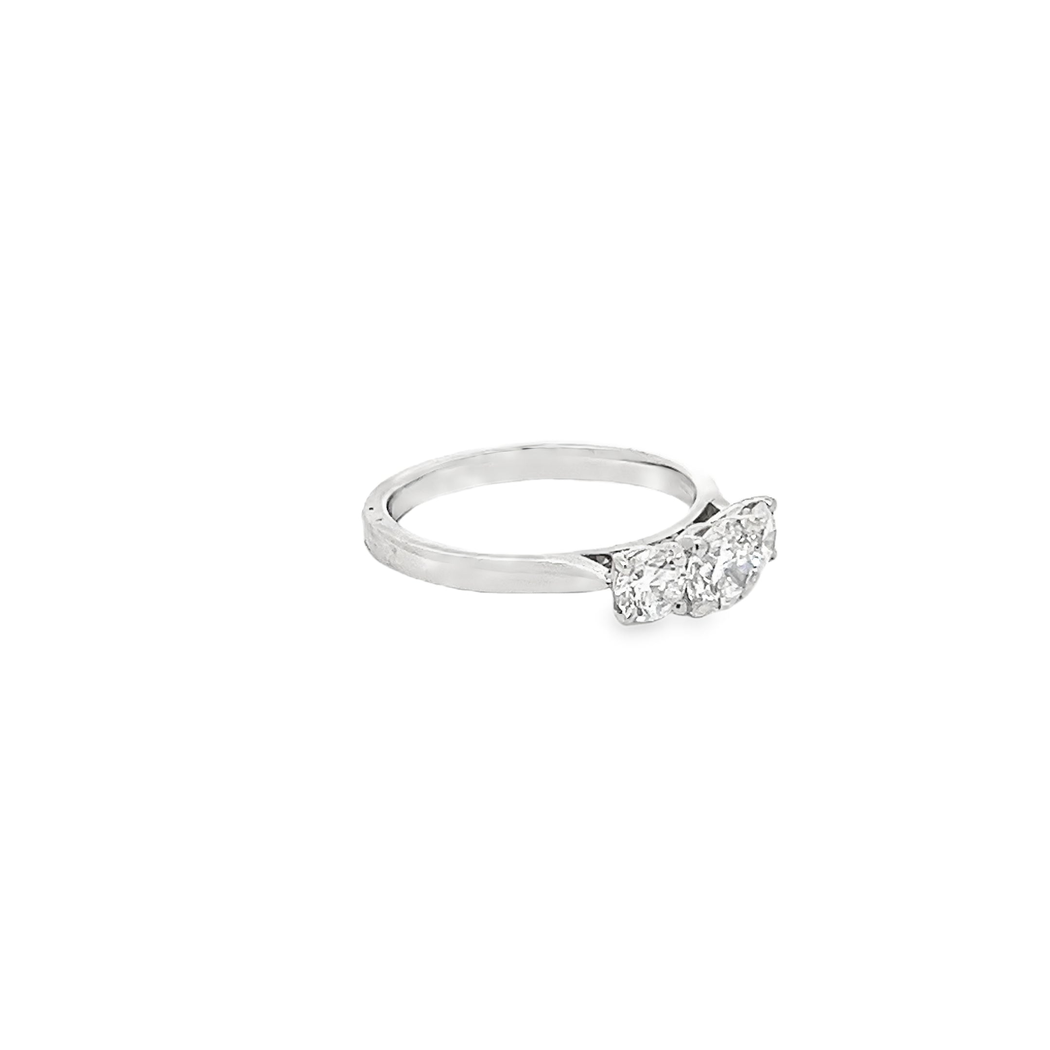 1.01ct Lab Grown Round Brilliant Cut Diamond Trilogy Ring Set In Platinum