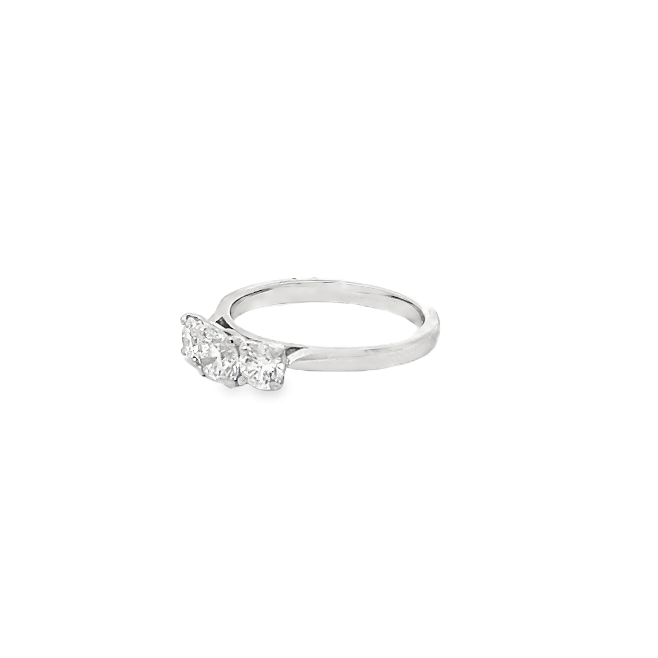 1.01ct Lab Grown Round Brilliant Cut Diamond Trilogy Ring Set In Platinum