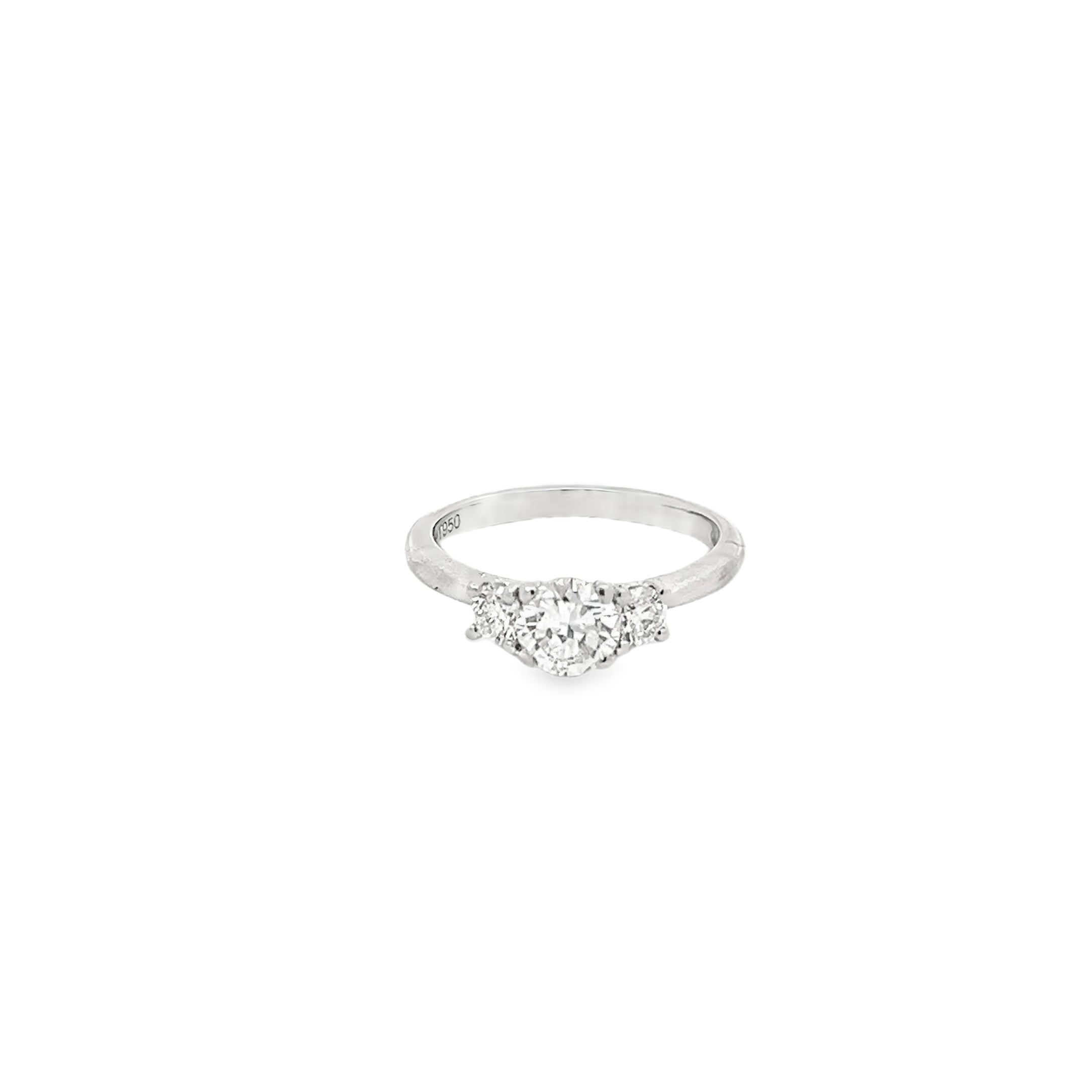 0.99ct Natural Diamond Trilogy Ring Set In Platinum 950