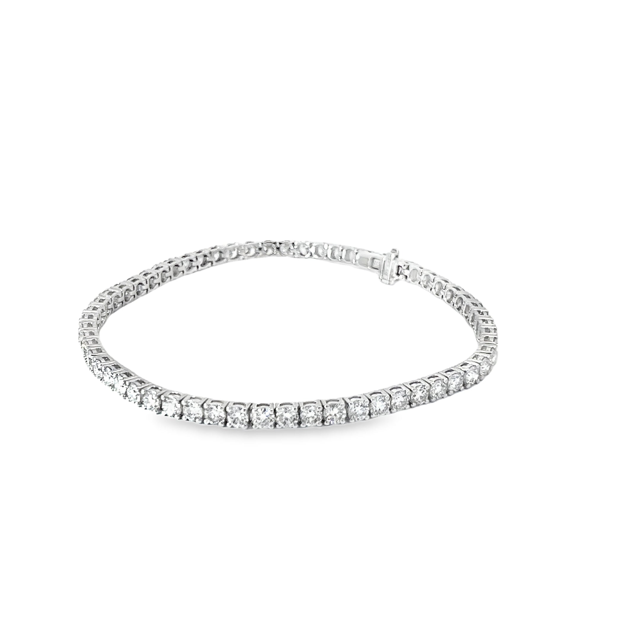 5ct Lab Grown Round Brilliant Cut Diamond Tennis Bracelet Set in 9ct White Gold