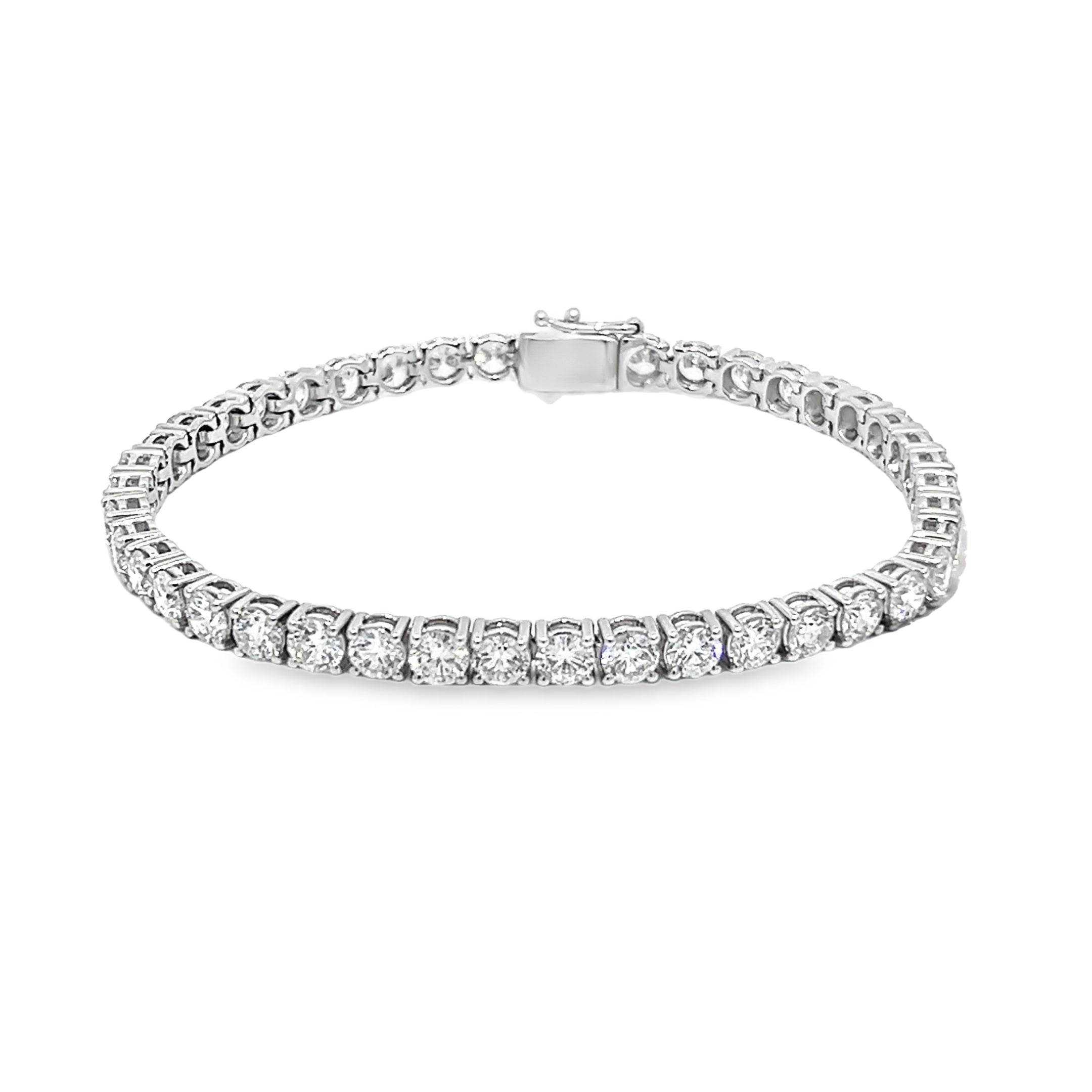 10.02ct Lab Grown Round Brilliant Cut Diamond Tennis Bracelet Set in 9ct White Gold