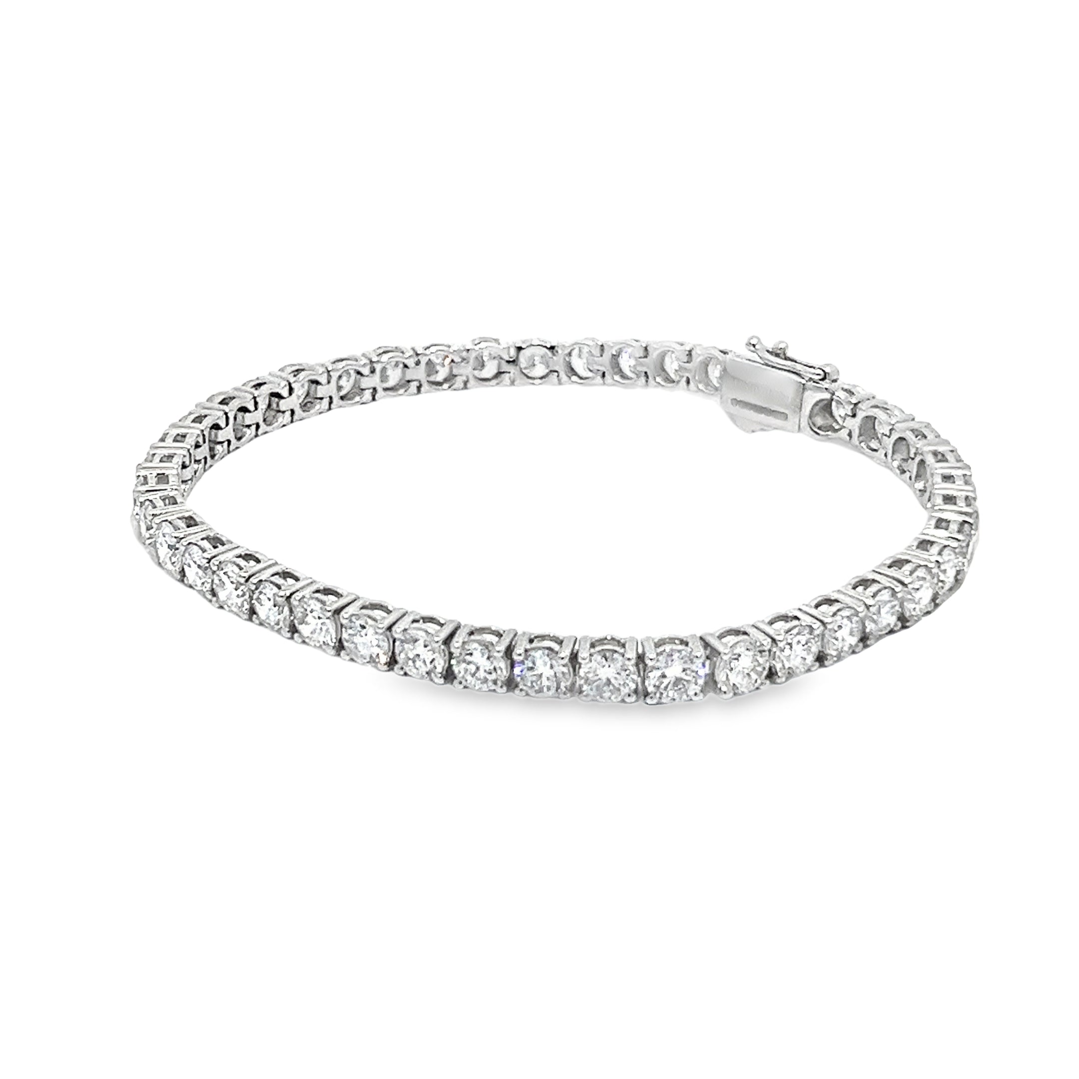 10.02ct Lab Grown Round Brilliant Cut Diamond Tennis Bracelet Set in 9ct White Gold