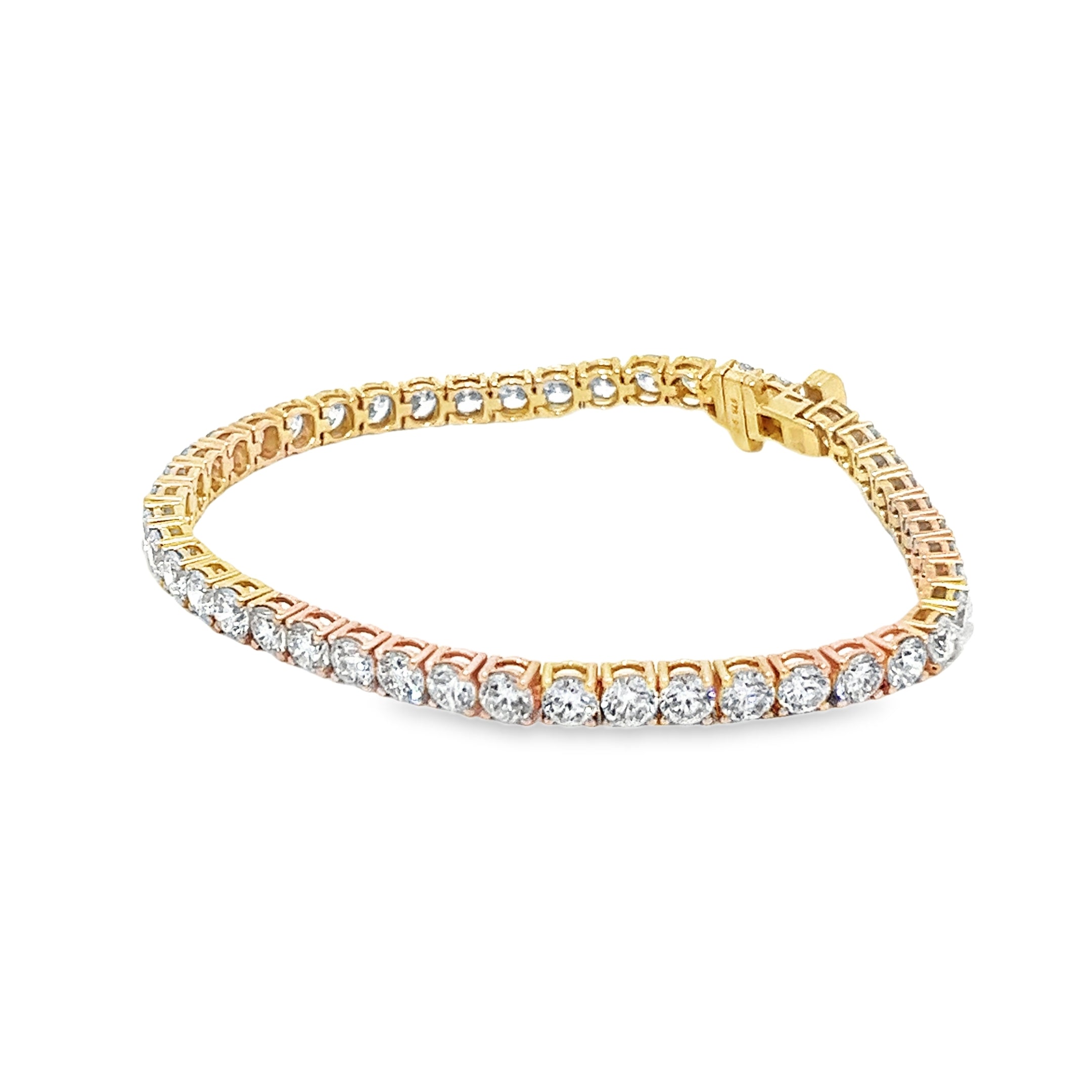 9.01ct Lab Grown Round Brilliant Cut Diamond Tennis Bracelet Set in 9ct Yellow Gold