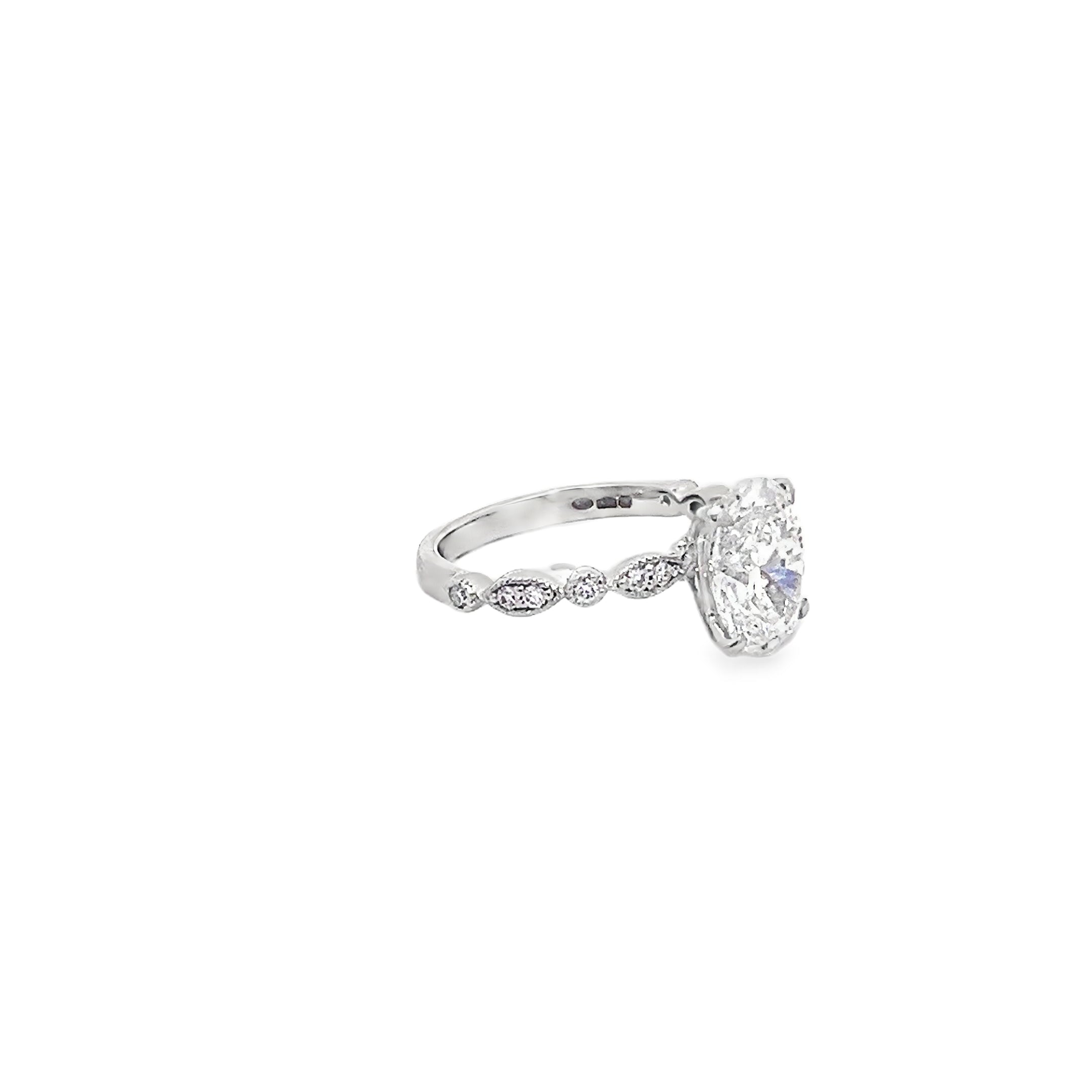 2.50ct Lab Grown Oval Cut Diamond Engagement Ring Set In Platinum