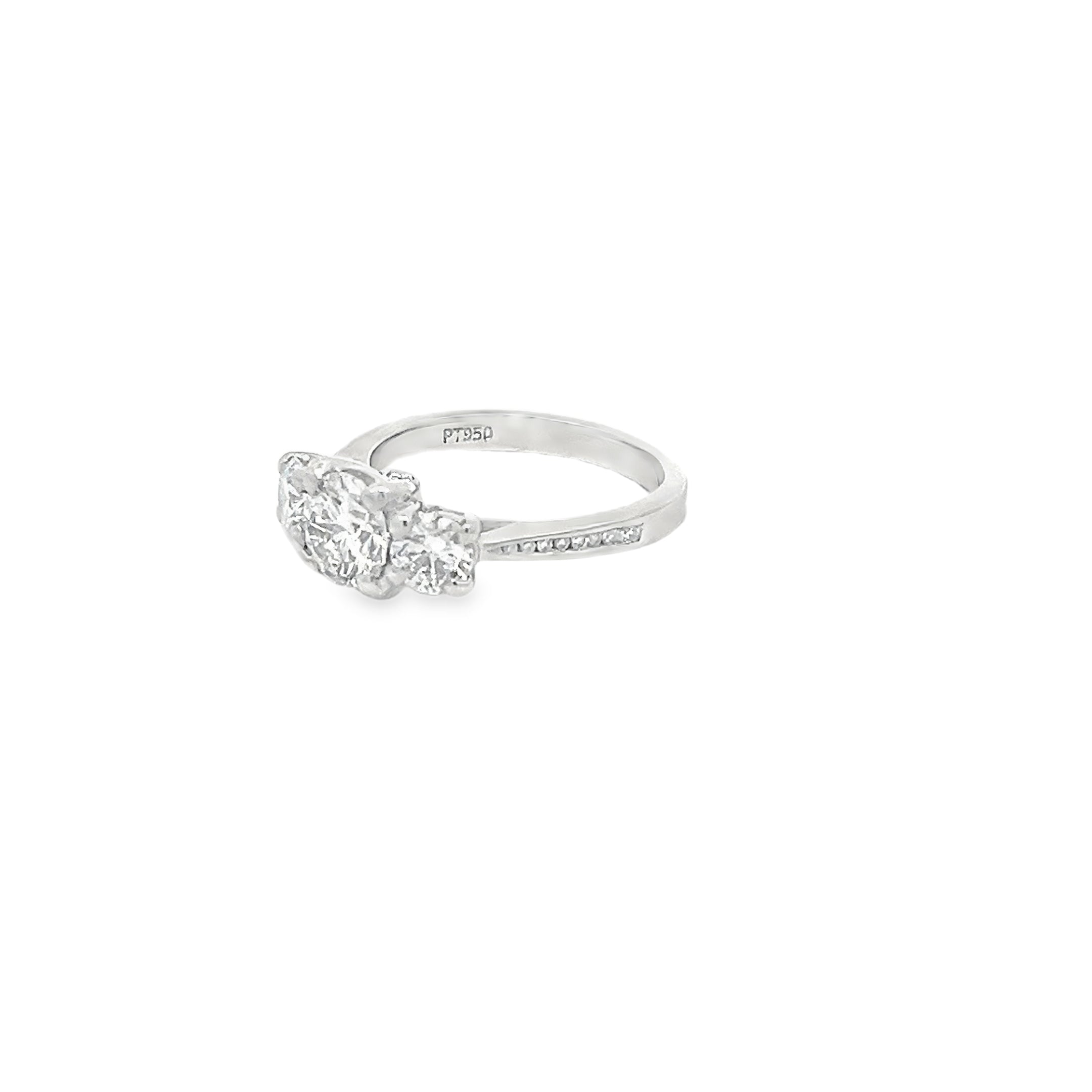 1.67ct Lab Grown Round Brilliant Cut Diamond Trilogy Ring Set In Platinum