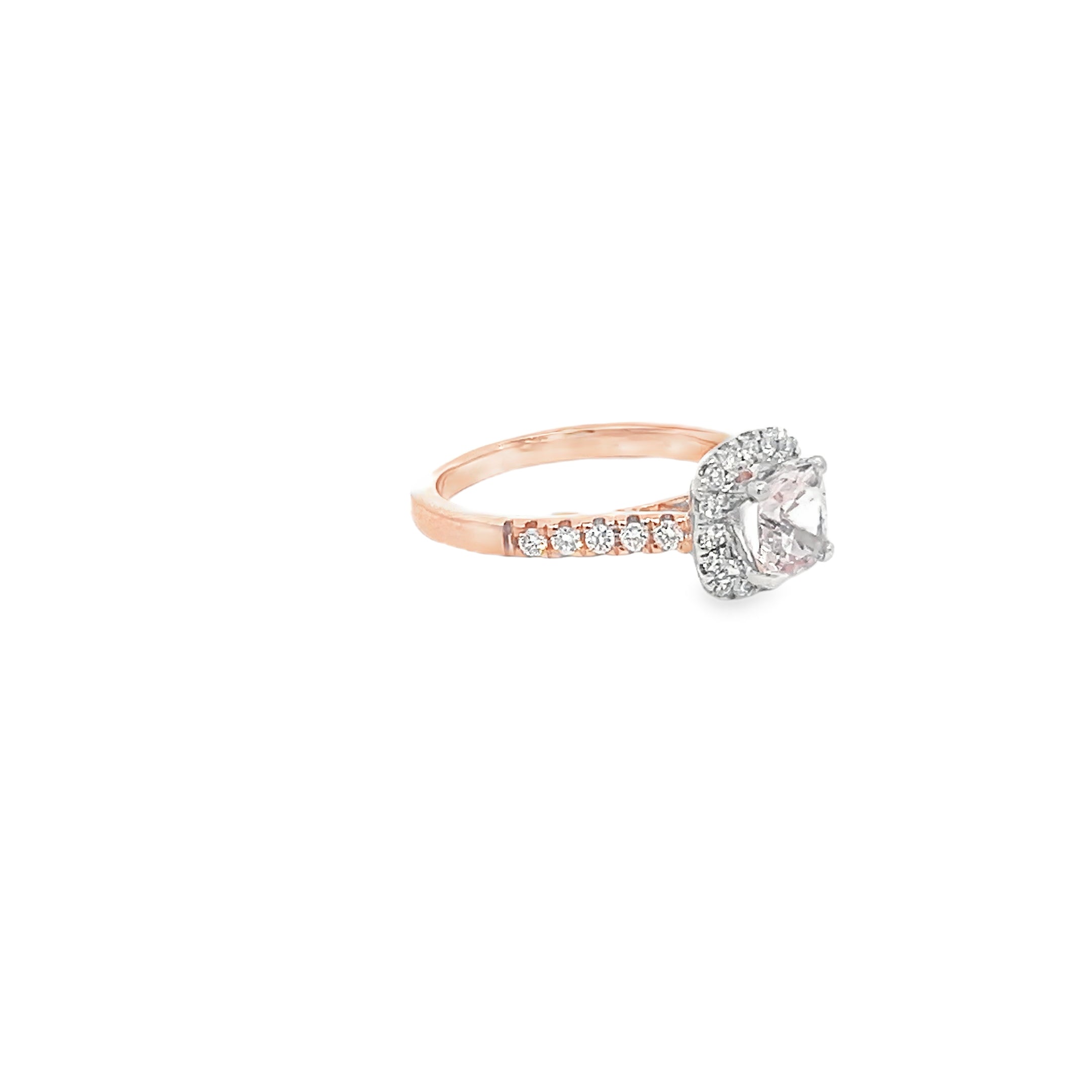 1.00ct Cushion Cut Morganite Set in 18ct Rose Gold