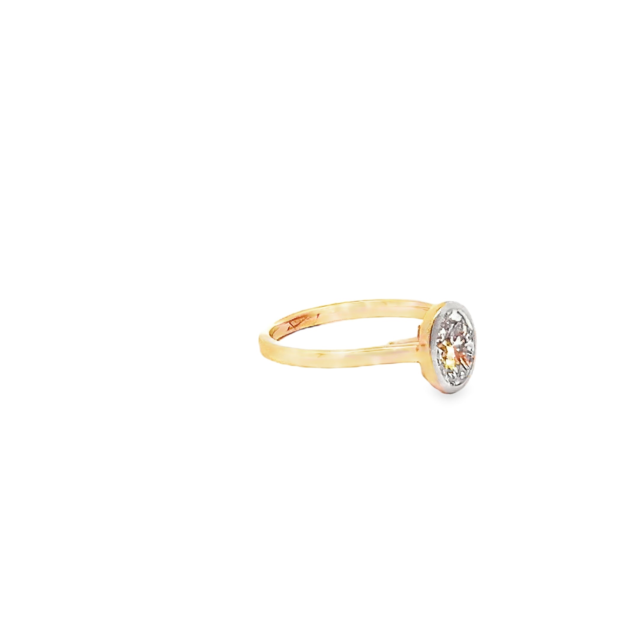 1.04ct Oval Cut Lab Grown Diamond Bezel Set In 18ct Yellow Gold