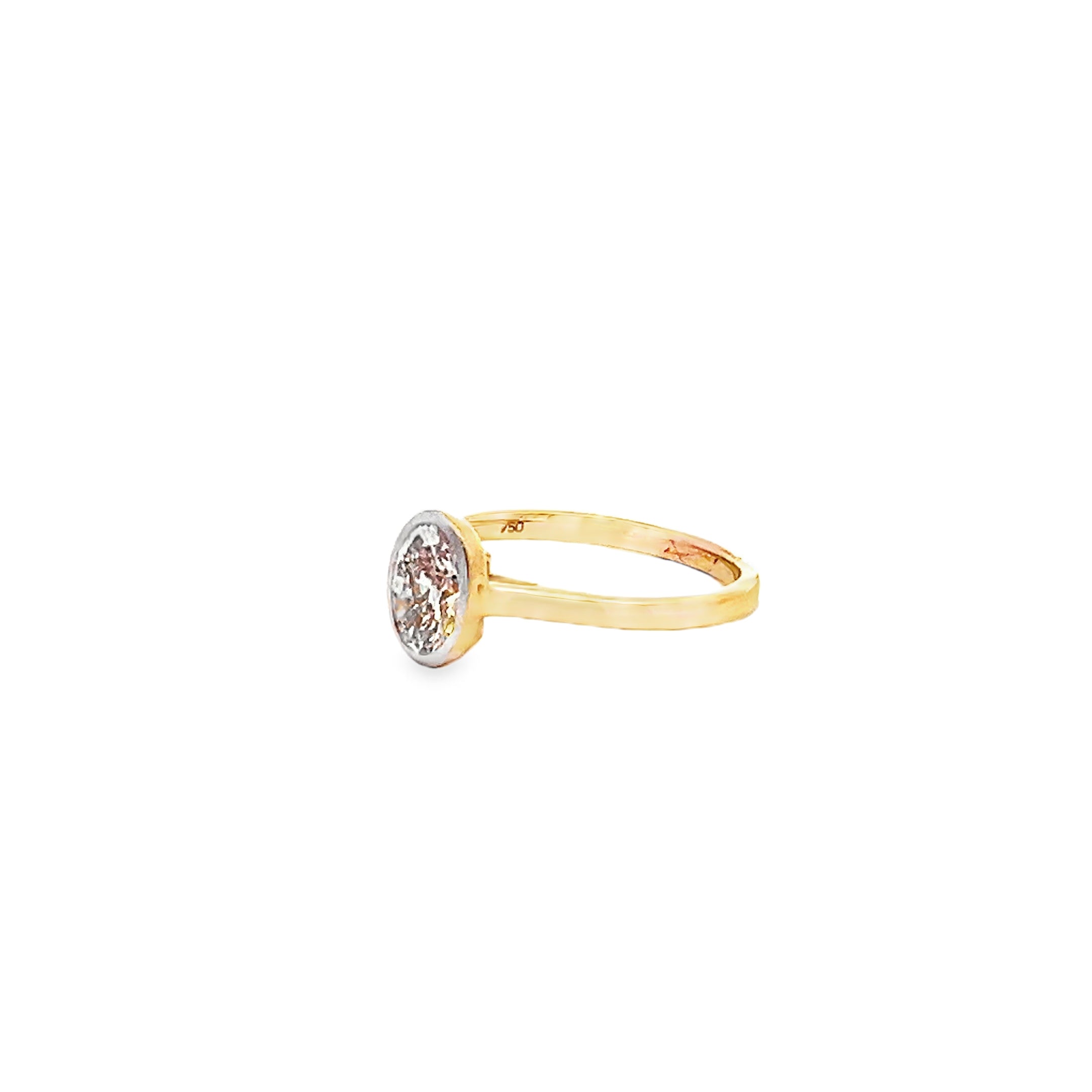 1.04ct Oval Cut Lab Grown Diamond Bezel Set In 18ct Yellow Gold