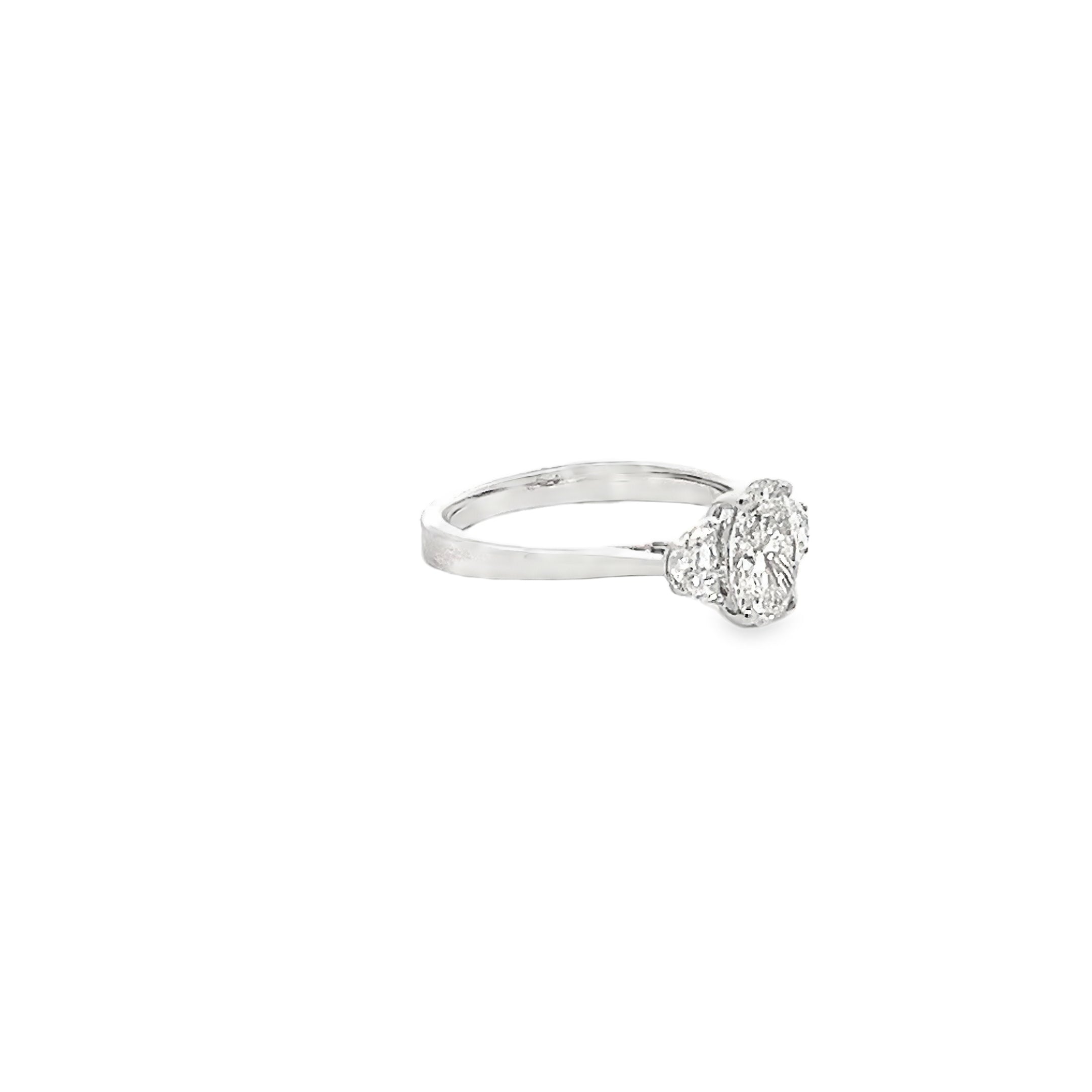 1.05ct Oval Three Stone Lab Grown Engagement Ring Set in 18ct White Gold