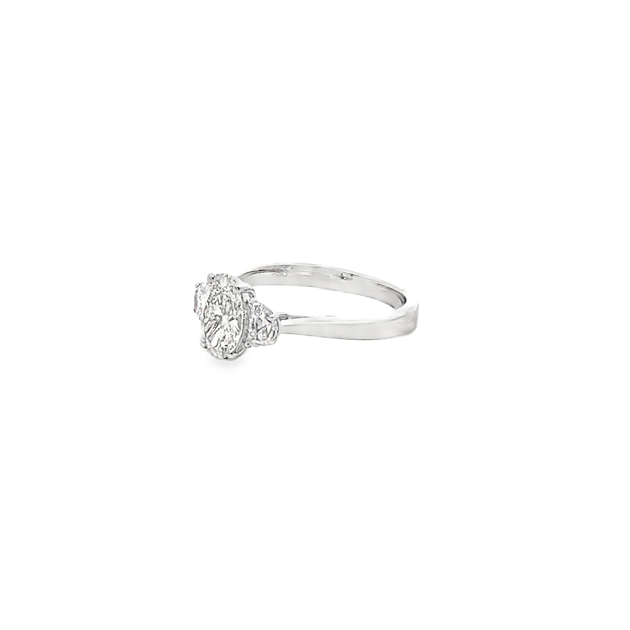 1.05ct Oval Three Stone Lab Grown Engagement Ring Set in 18ct White Gold