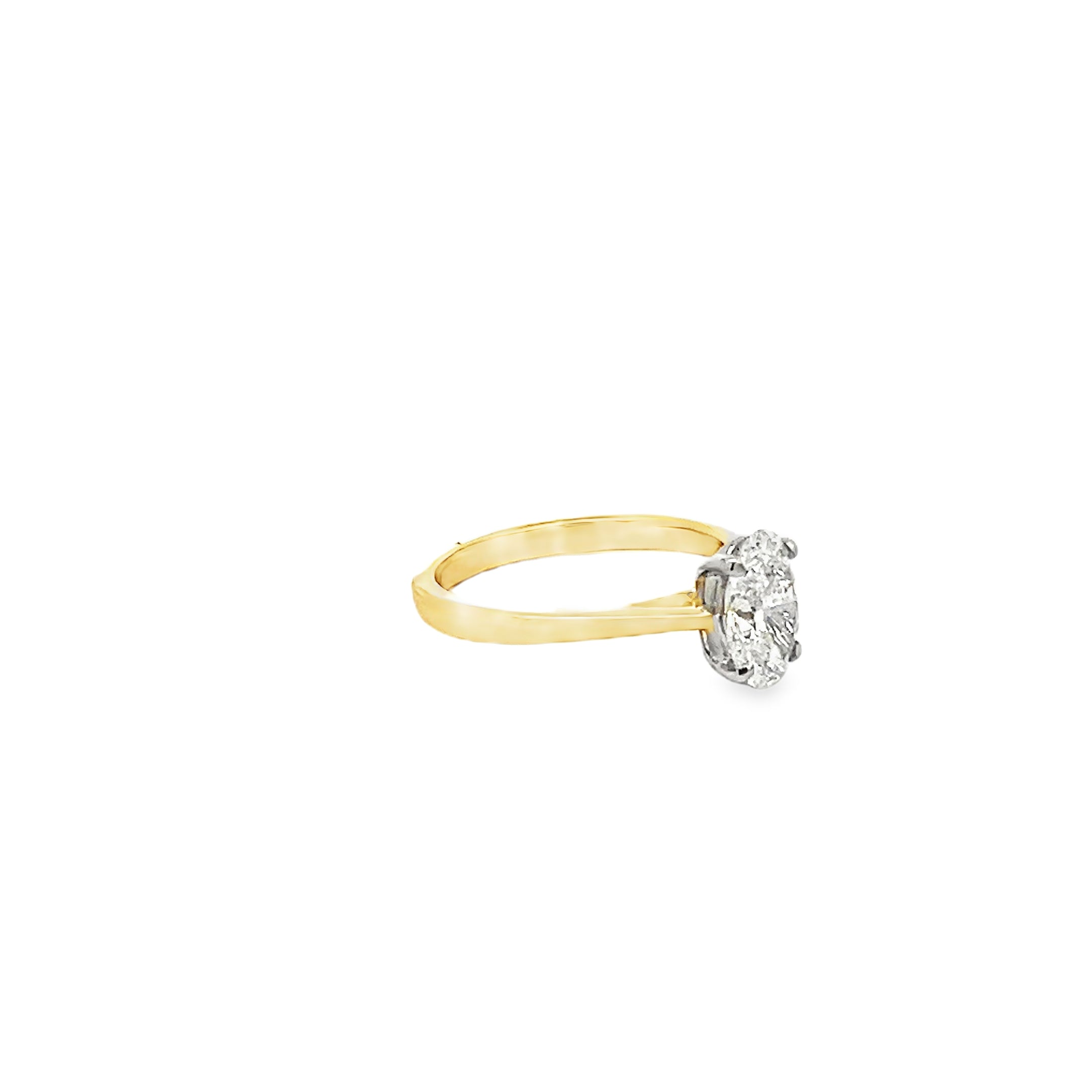 1.00ct Lab Grown Oval Cut Diamond Engagement Ring Set In 18ct Yellow Gold