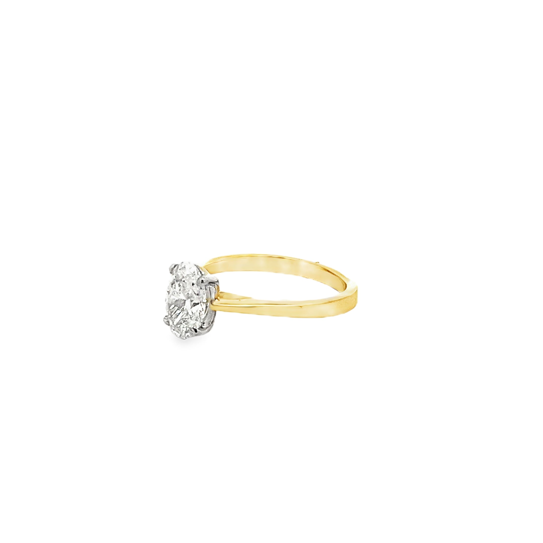 1.00ct Lab Grown Oval Cut Diamond Engagement Ring Set In 18ct Yellow Gold