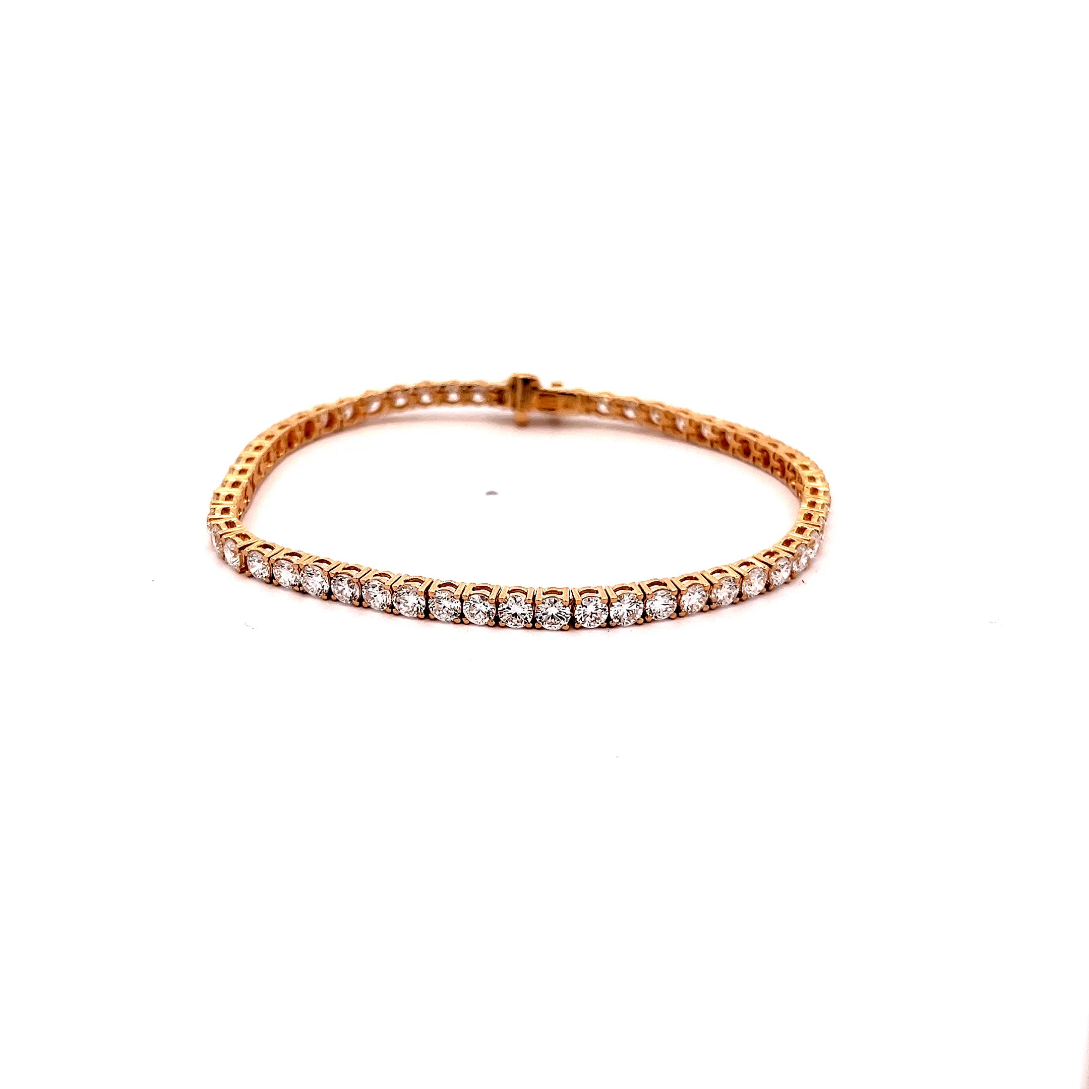 6.02ct Lab Grown Round Brilliant Cut Diamond Tennis Bracelet Set in 9ct Yellow Gold