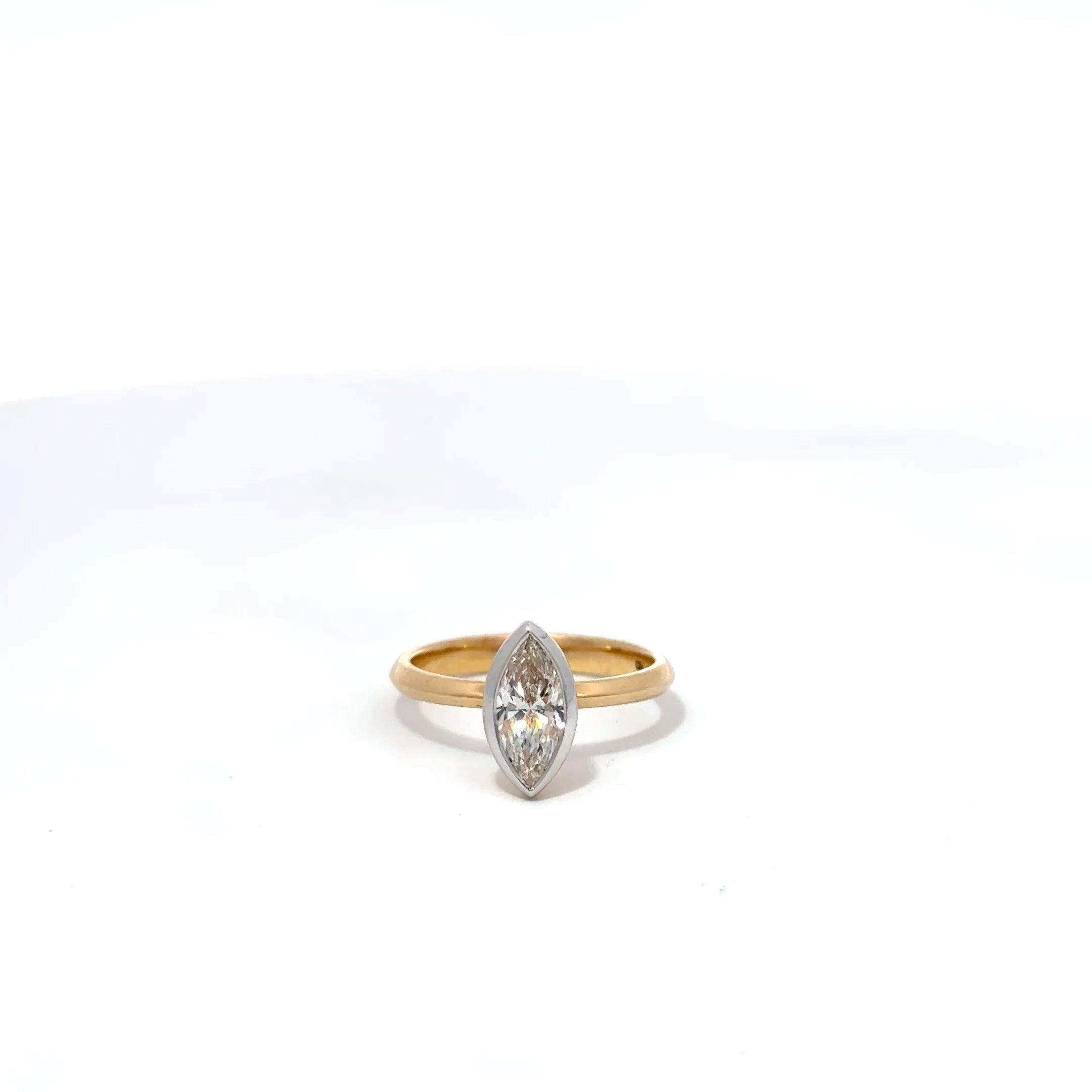 1.00ct Marquise Cut Lab Grown Diamond Bezel Set 18ct Yellow Gold