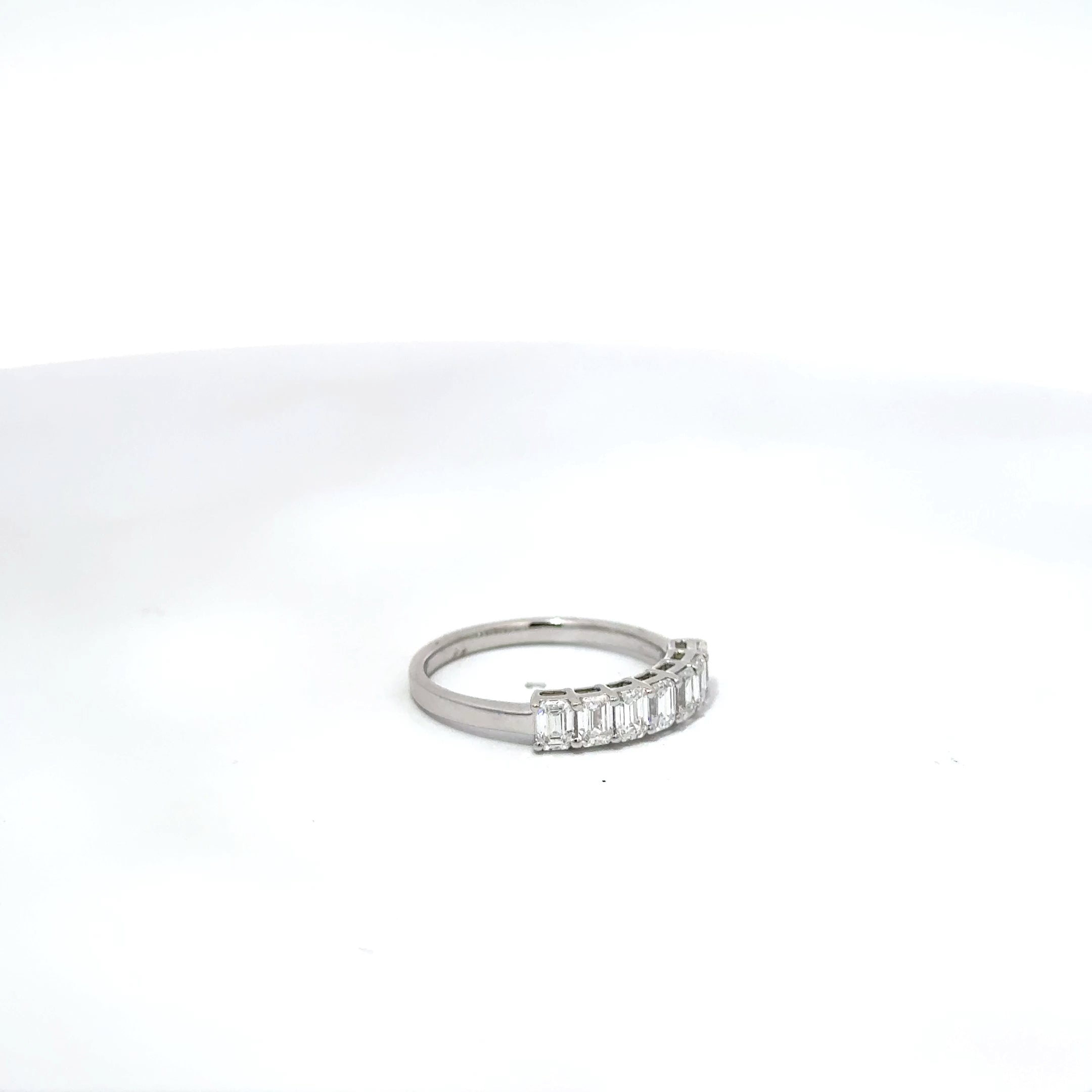 1.01ct Emerald Cut Lab Grown Diamond Half Eternity Ring Set in 18ct White Gold