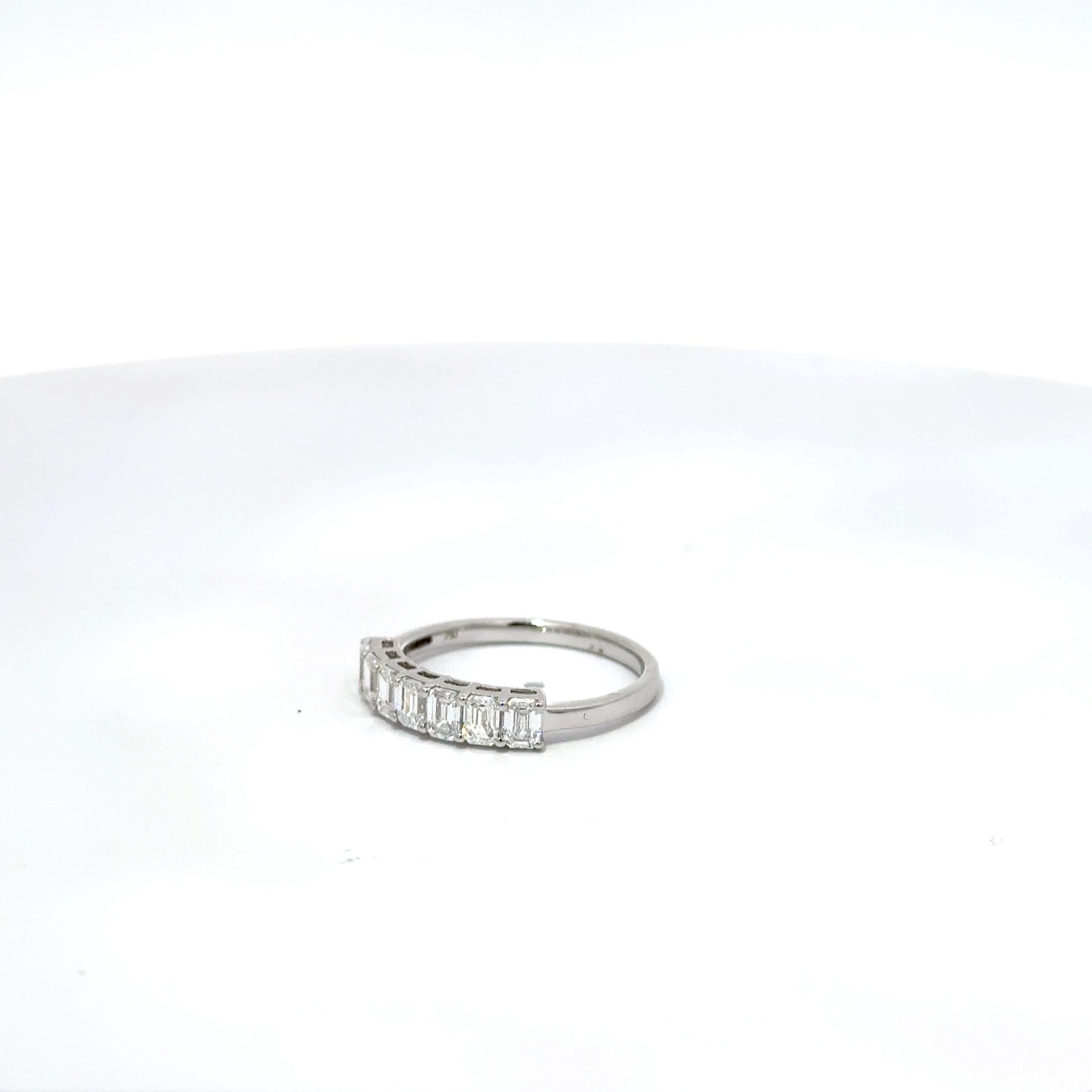 1.01ct Emerald Cut Lab Grown Diamond Half Eternity Ring Set in 18ct White Gold