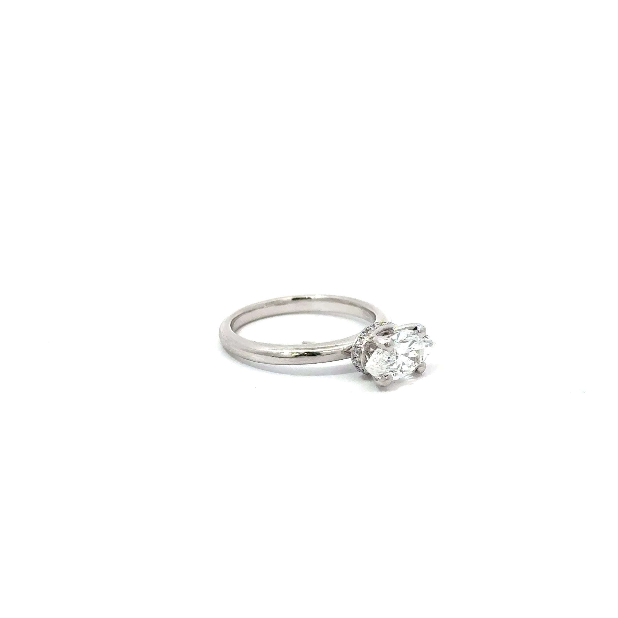 1.1ct Marquise Cut Lab Grown Diamond Ring Set In Platinum 950 With A Hidden Halo
