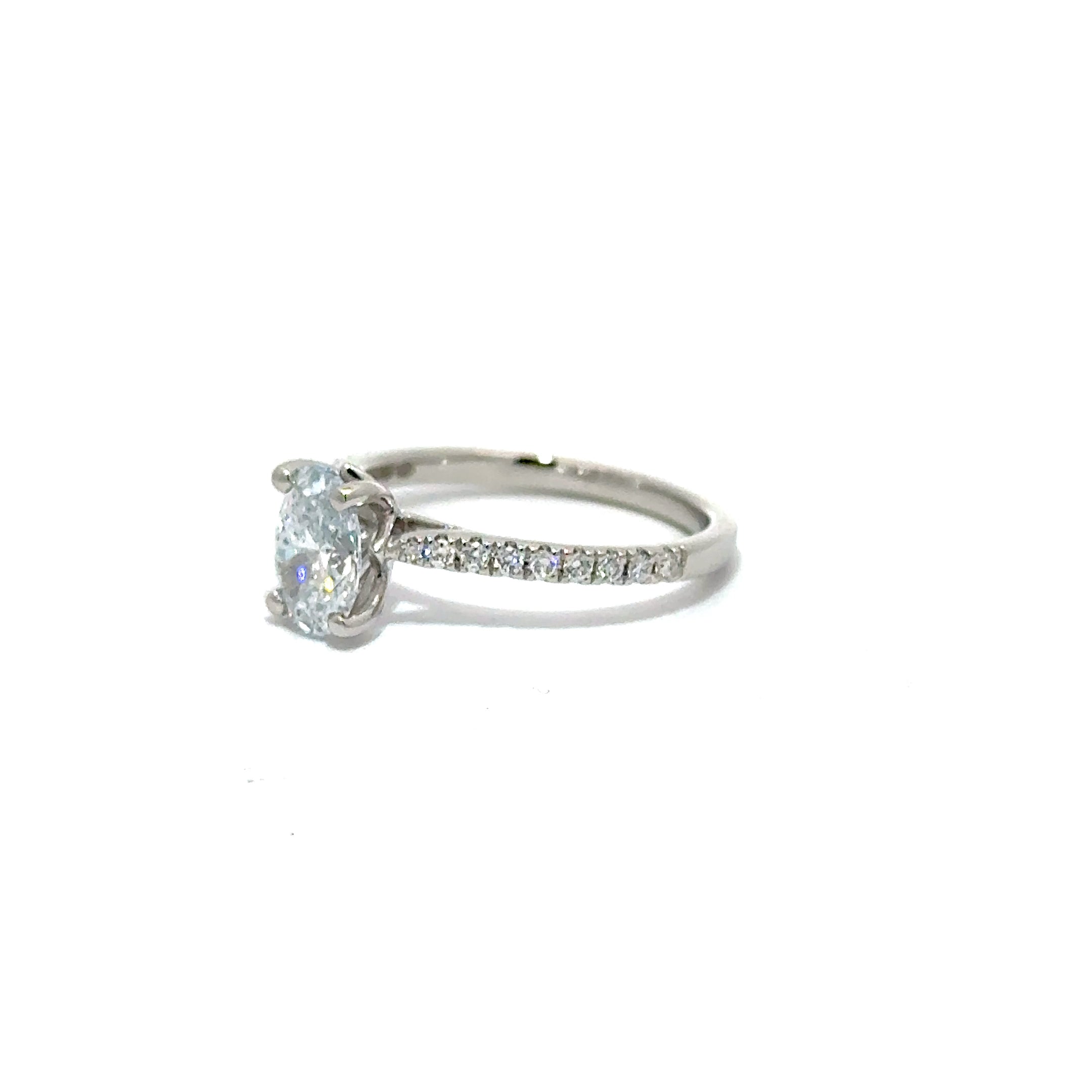 1.13ct Oval Cut Lab Grown Diamond Set in Platinum With Diamond Set Shoulders