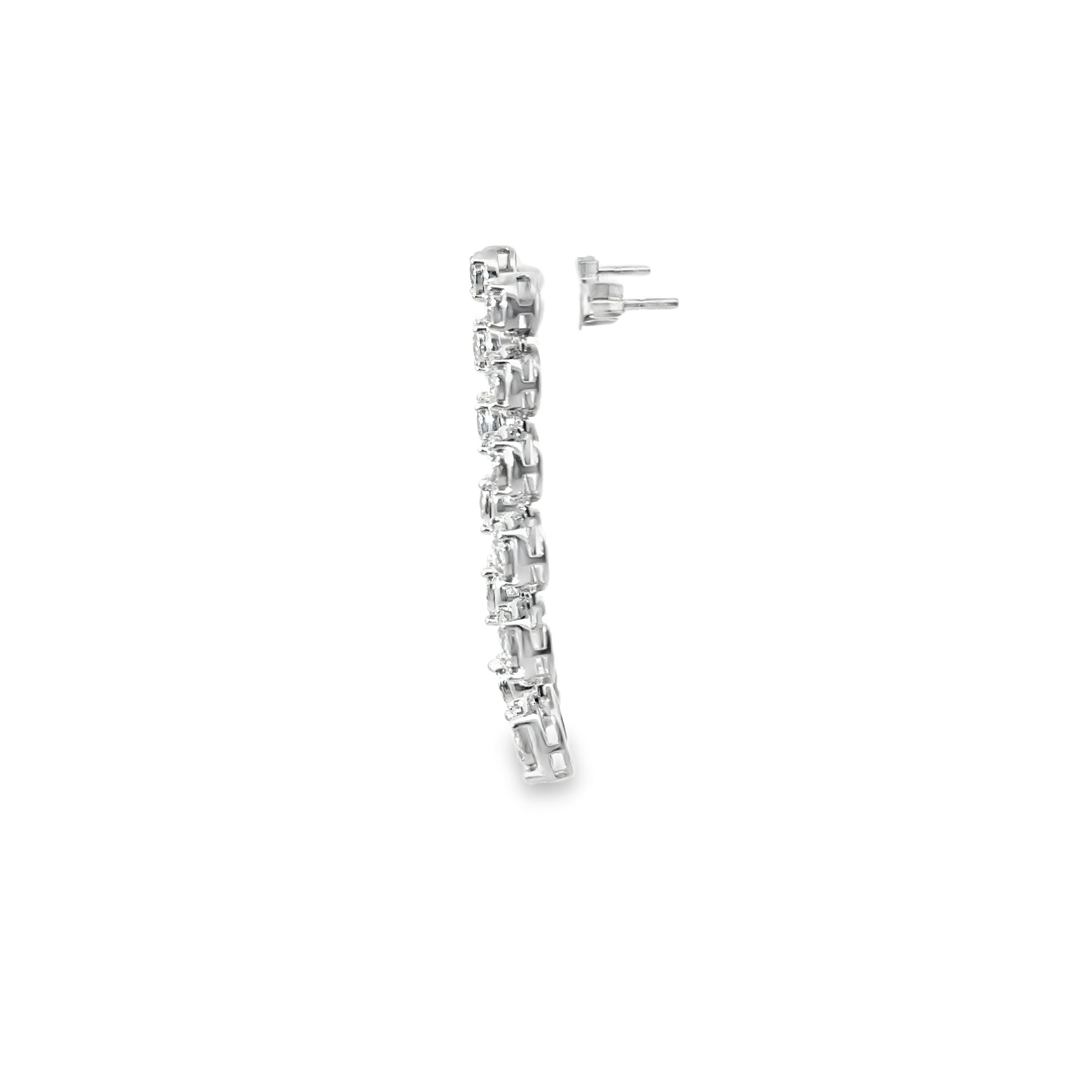 2.11ct Round Brilliant Natural Diamond Drop Earrings Set In 9ct White Gold