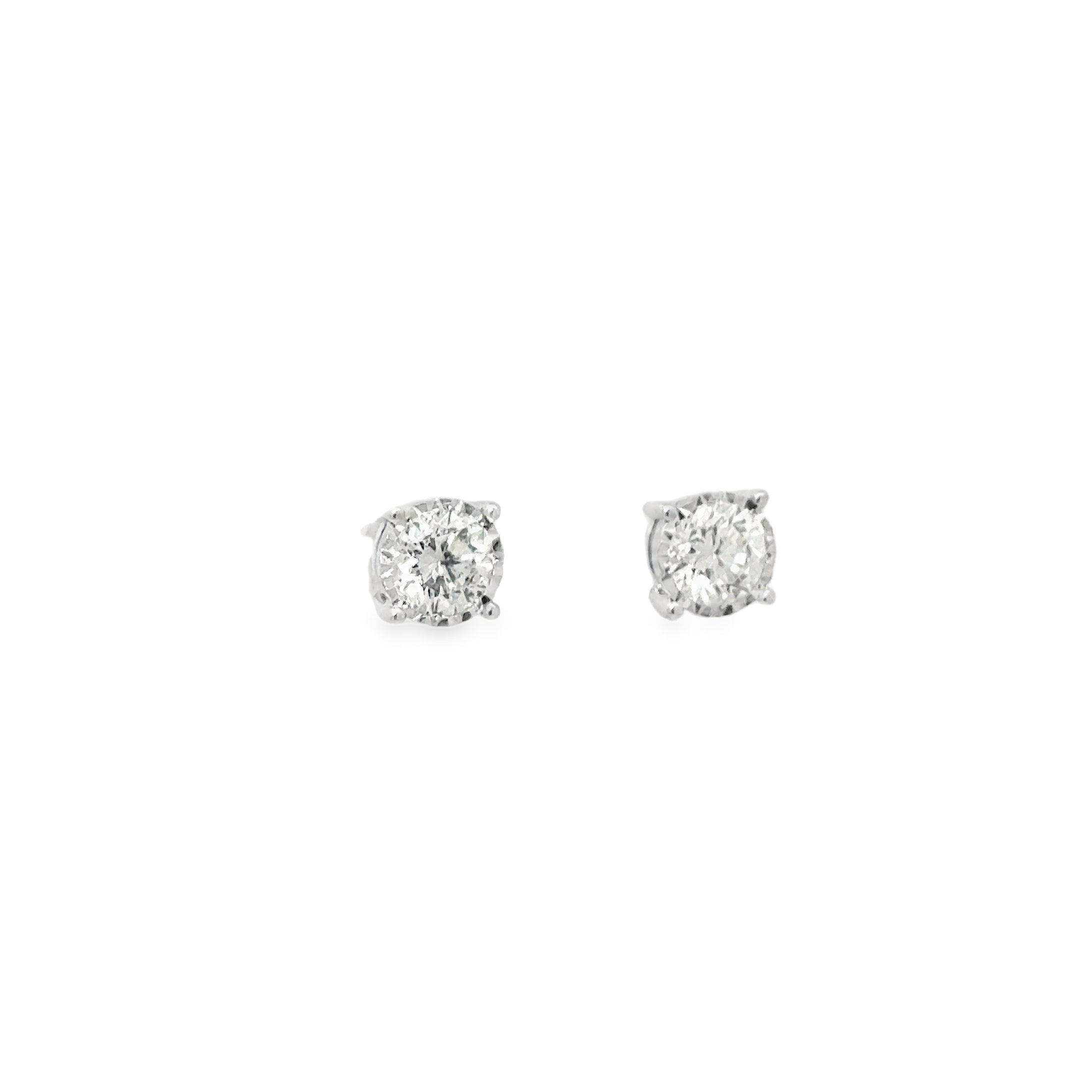 1.84ct Round Brilliant Cut Natural Diamond Studs Set In 9ct White Gold Illusion Setting