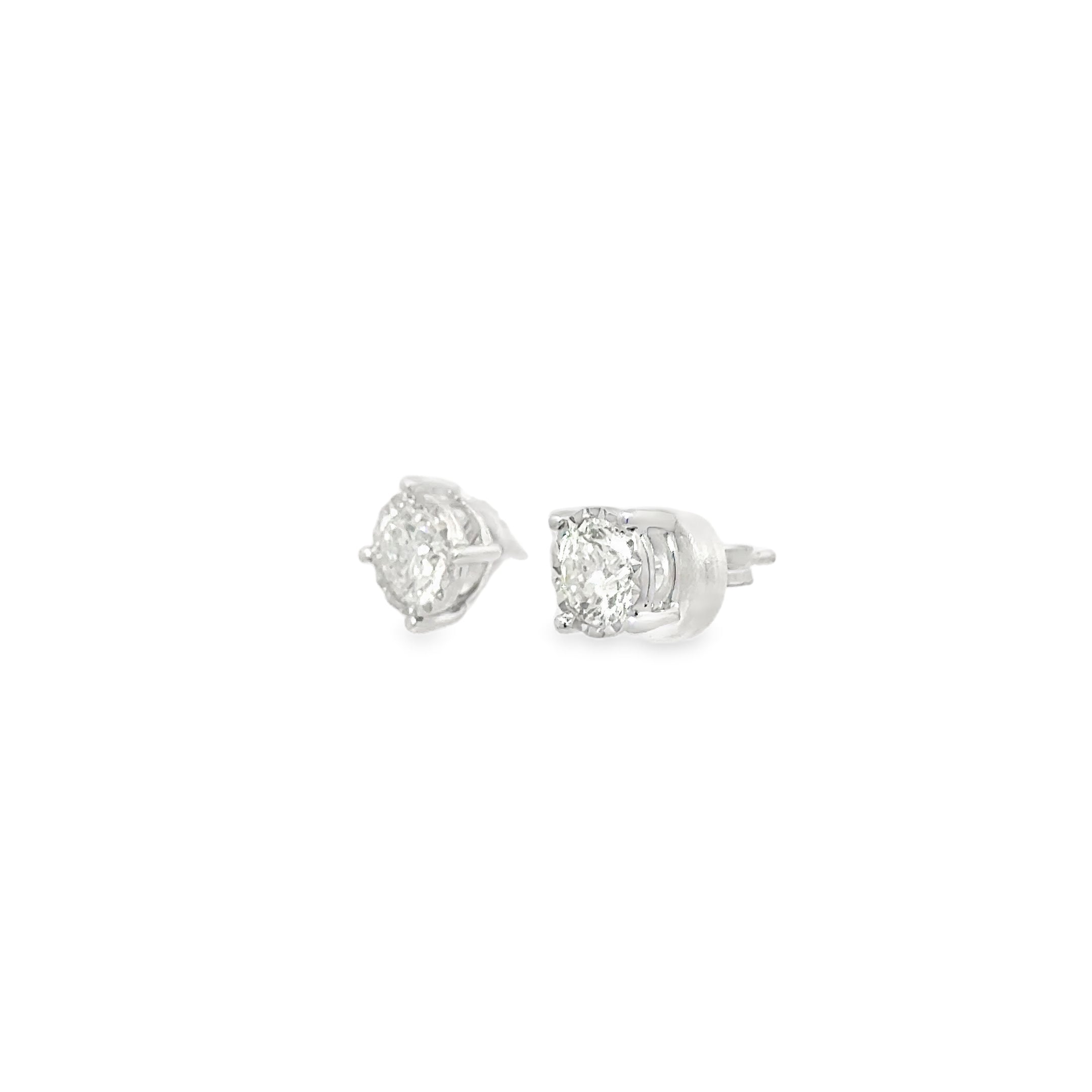 1.84ct Round Brilliant Cut Natural Diamond Studs Set In 9ct White Gold Illusion Setting