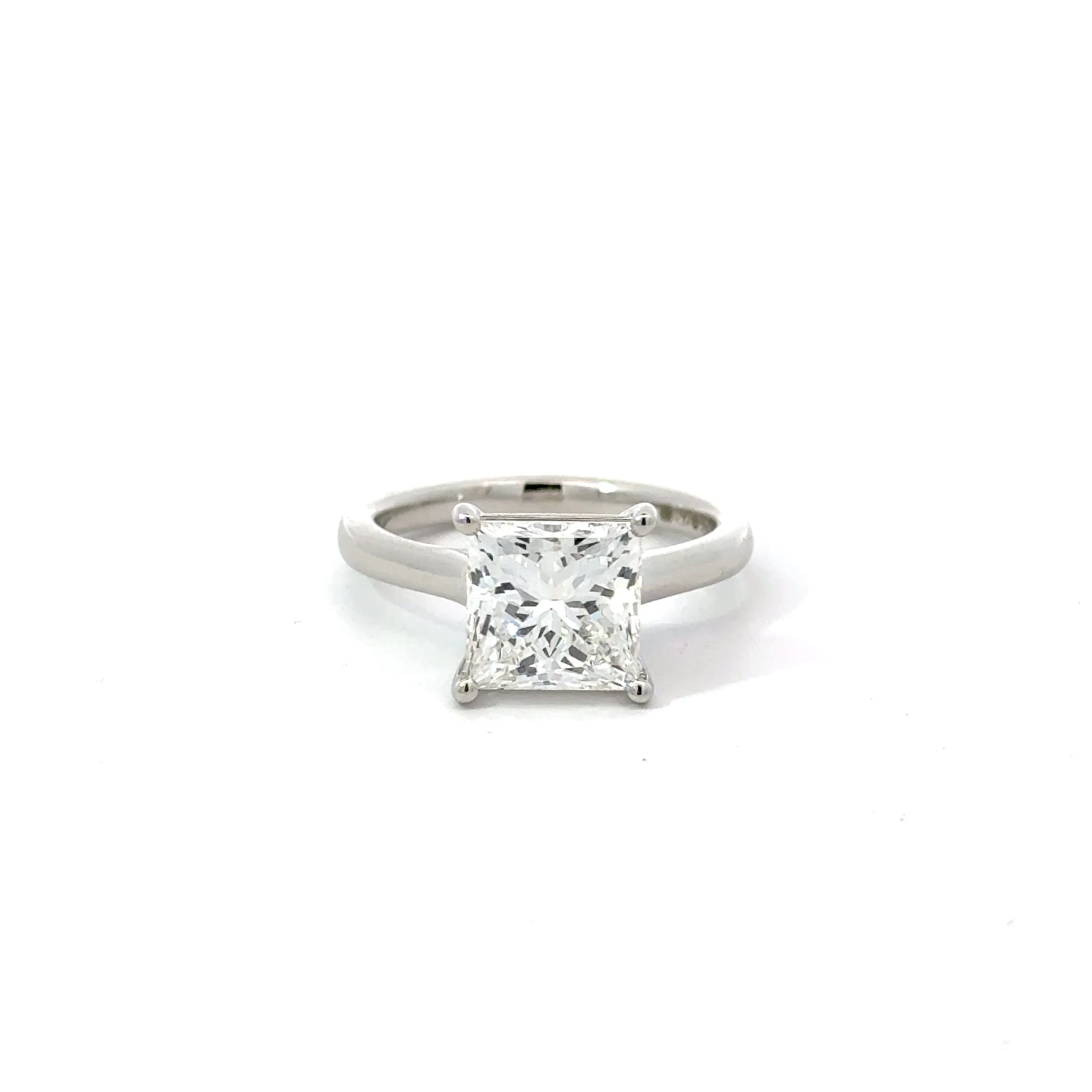 3.05ct Princess Cut Lab Grown Diamond Solitaire Ring Set in Platinum