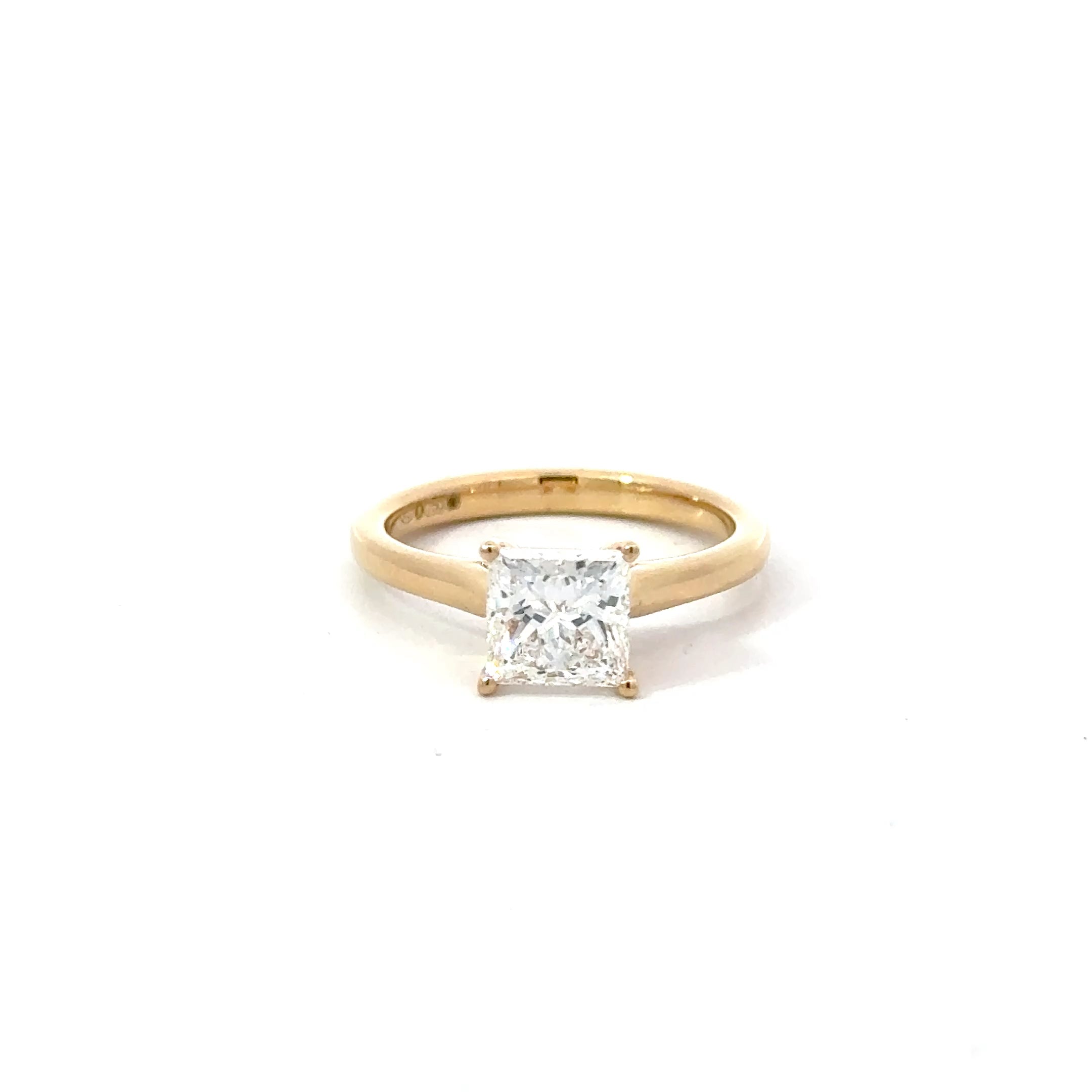 1.54ct Princess Cut Lab Grown Solitaire Ring Set in 18ct Yellow Gold