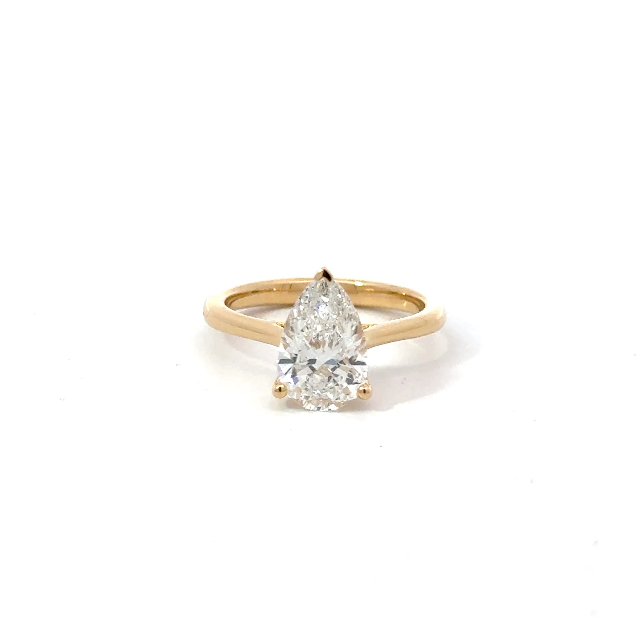 2.04ct Pear Brilliant Cut Lab Grown Diamond Solitaire Set in 18ct Yellow Gold