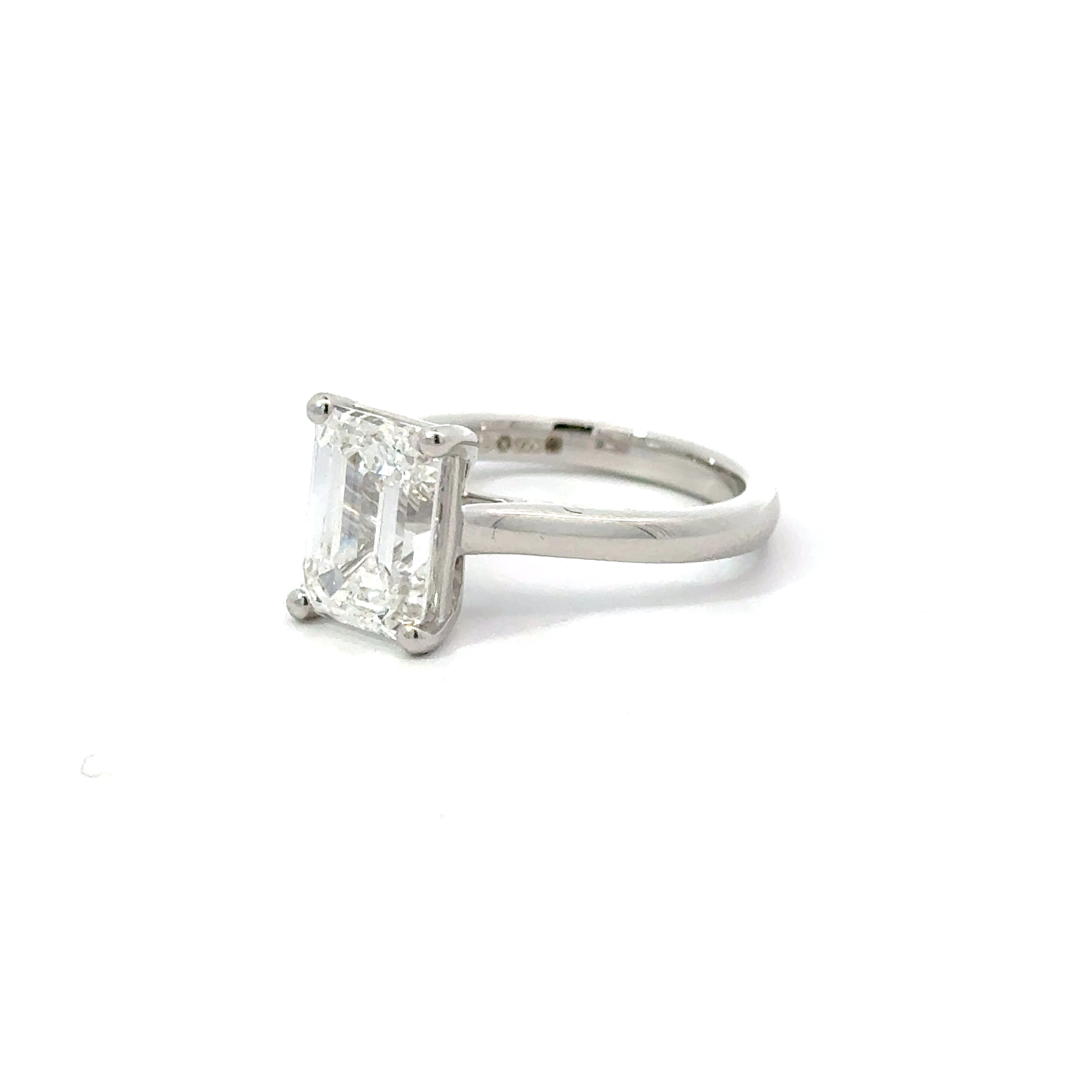 3.06ct Emerald Cut Lab Grown Diamond Solitaire Ring Set in Platinum