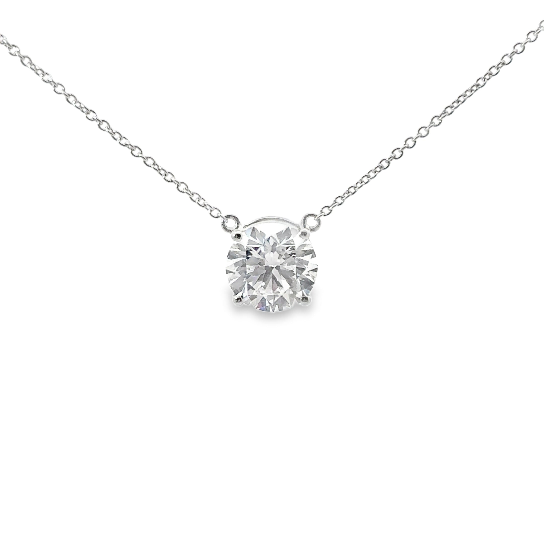 3.00ct Round Brilliant Cut Lab Grown Diamond Solitaire Pendant Set in Platinum