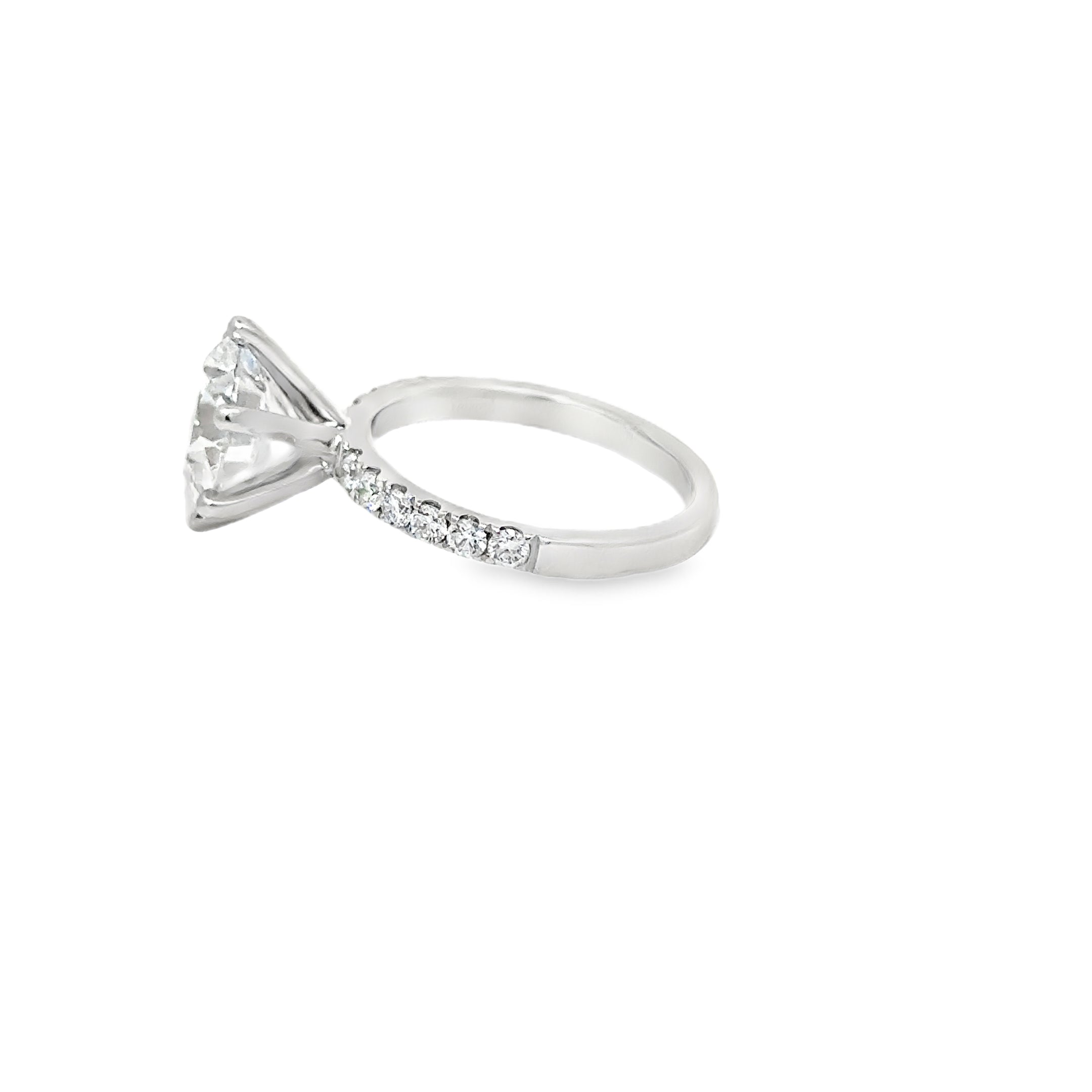 4.46ct Round Brilliant Cut Lab Grown Diamond Solitaire With Diamond Set Shoulders Set in 18ct White Gold