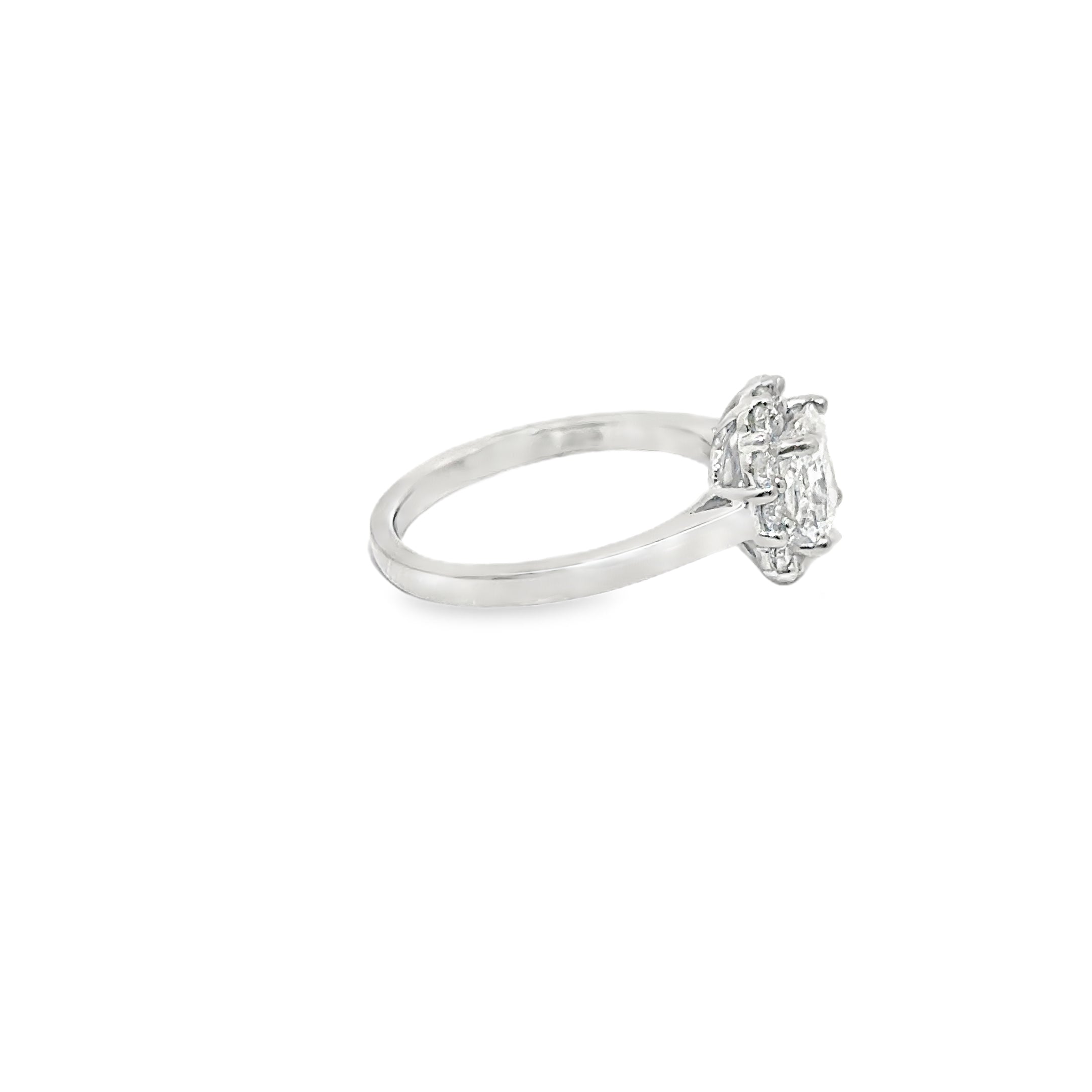 1.24ct Princess Cut Lab Grown Diamond Ring With a Diamond Halo Set in Platinum