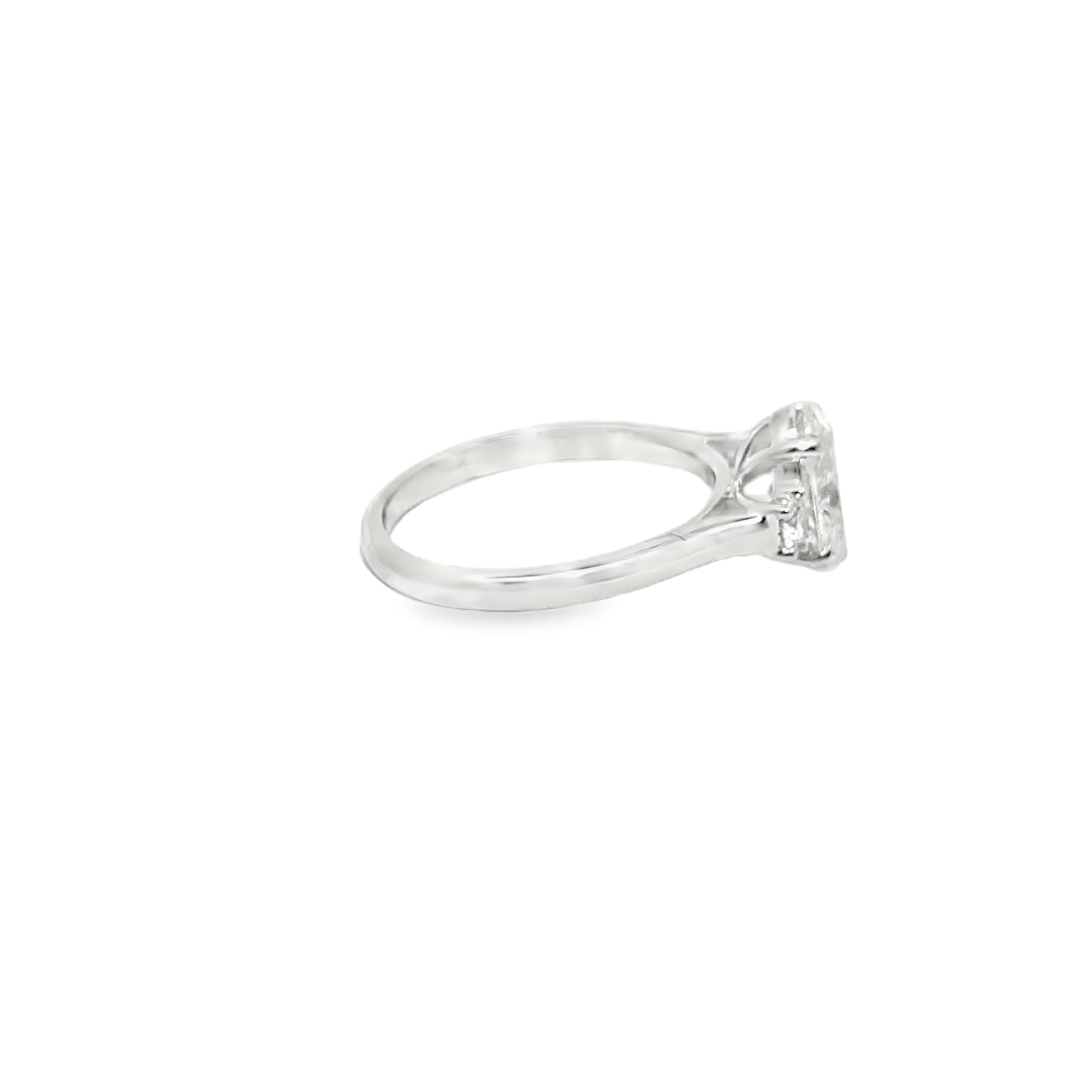 1.56ct Oval & Round Brilliant Cut Lab Grown Diamond 3 Stone Ring Set in 18ct White Gold