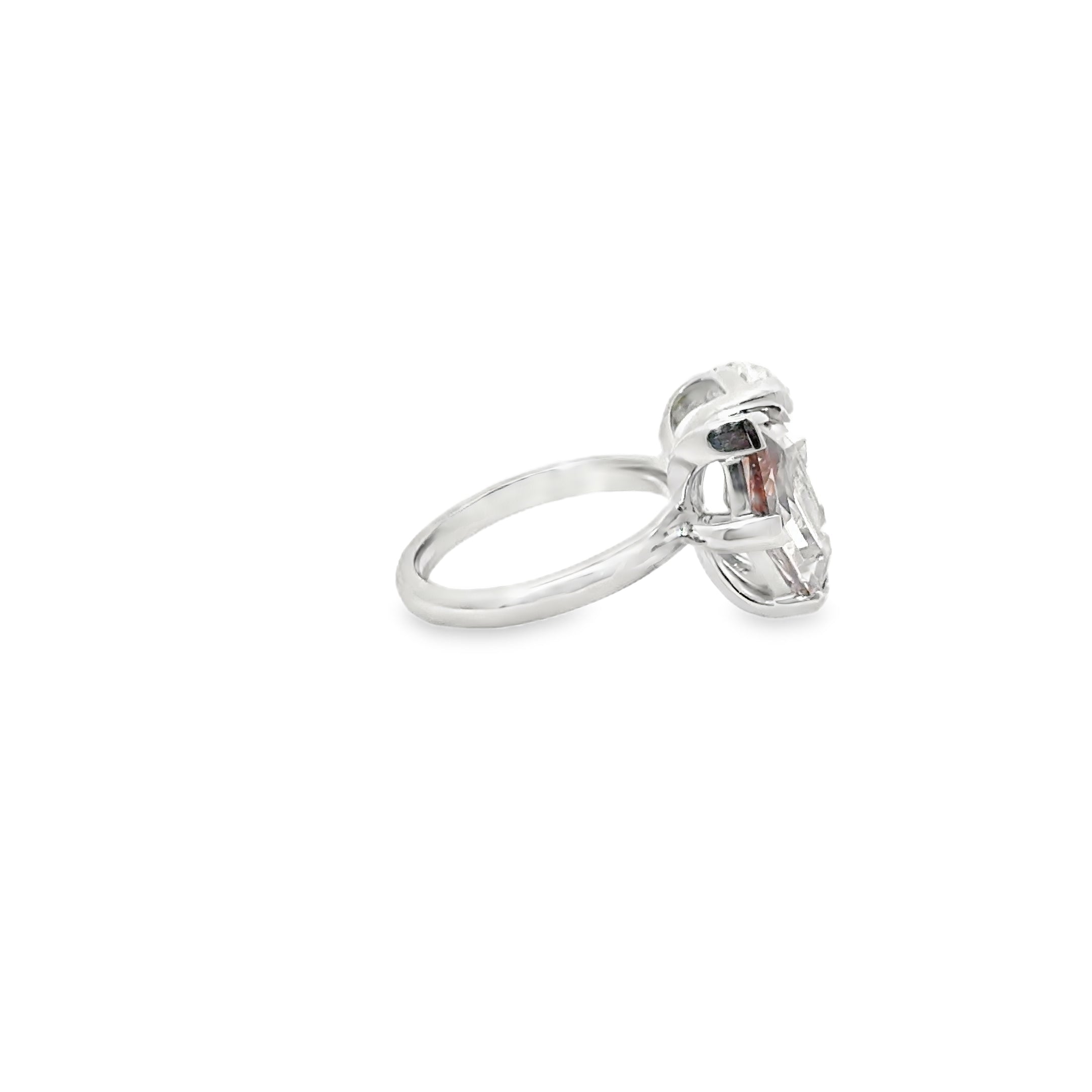 9.01ct Tombstone And Triangular Cut Lab Grown Diamond Toi Et Moi Ring Set In Platinum