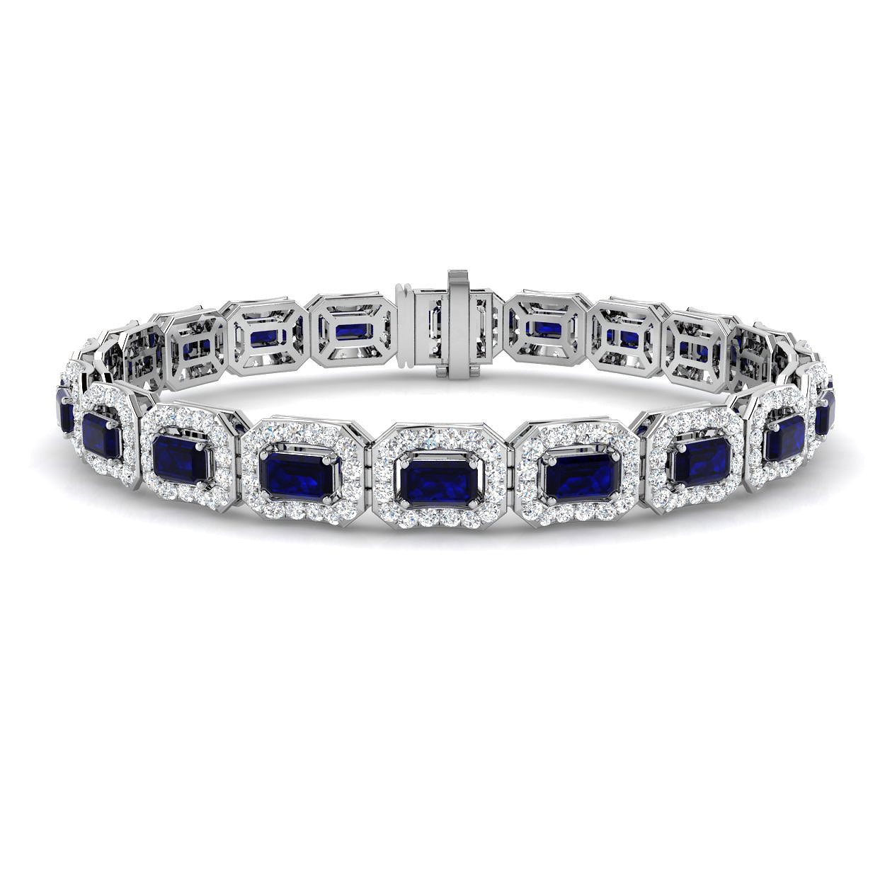 9ct White Gold 9.28ct Blue Sapphire Bracelet