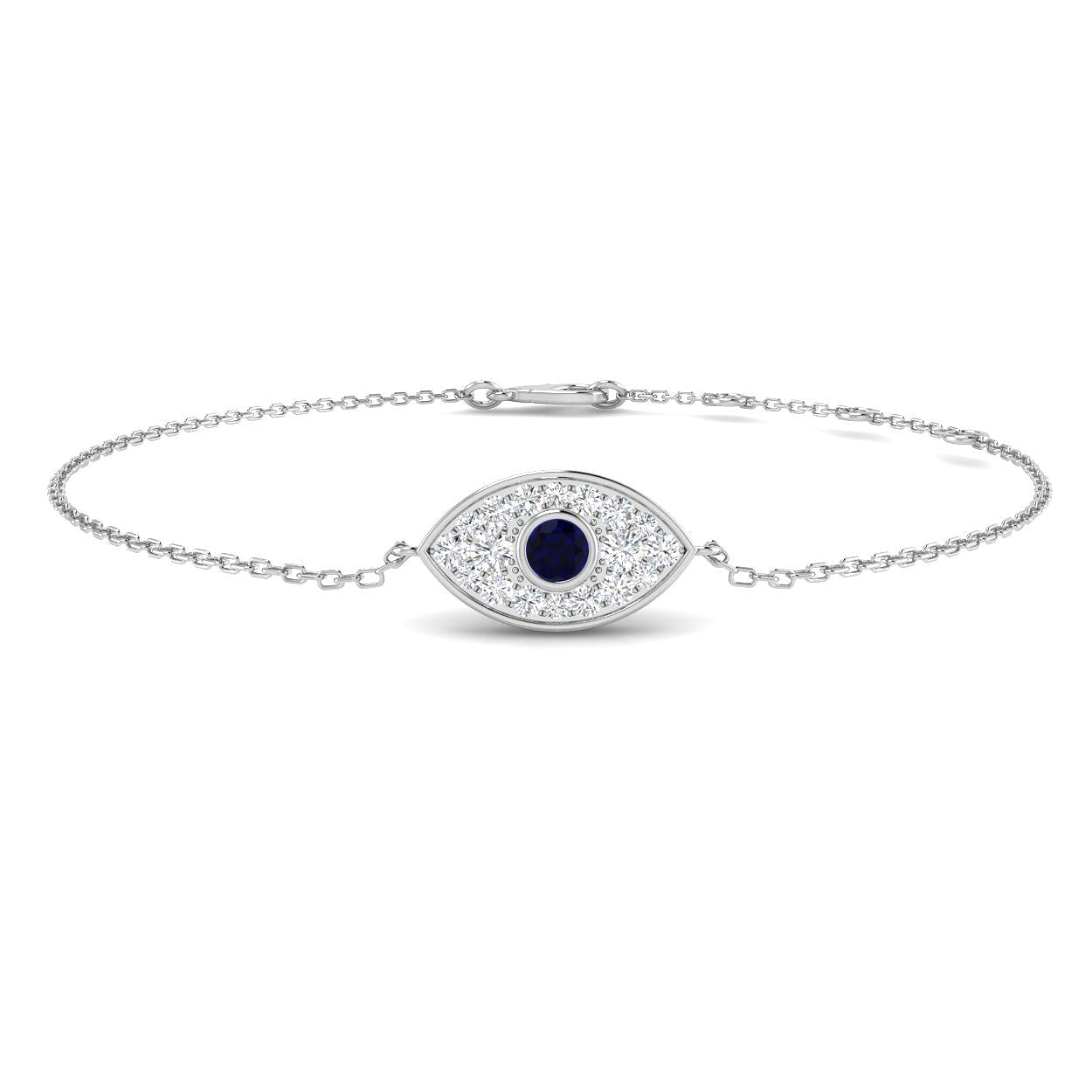 9ct White Gold 0.34ct Blue Sapphire Bracelet