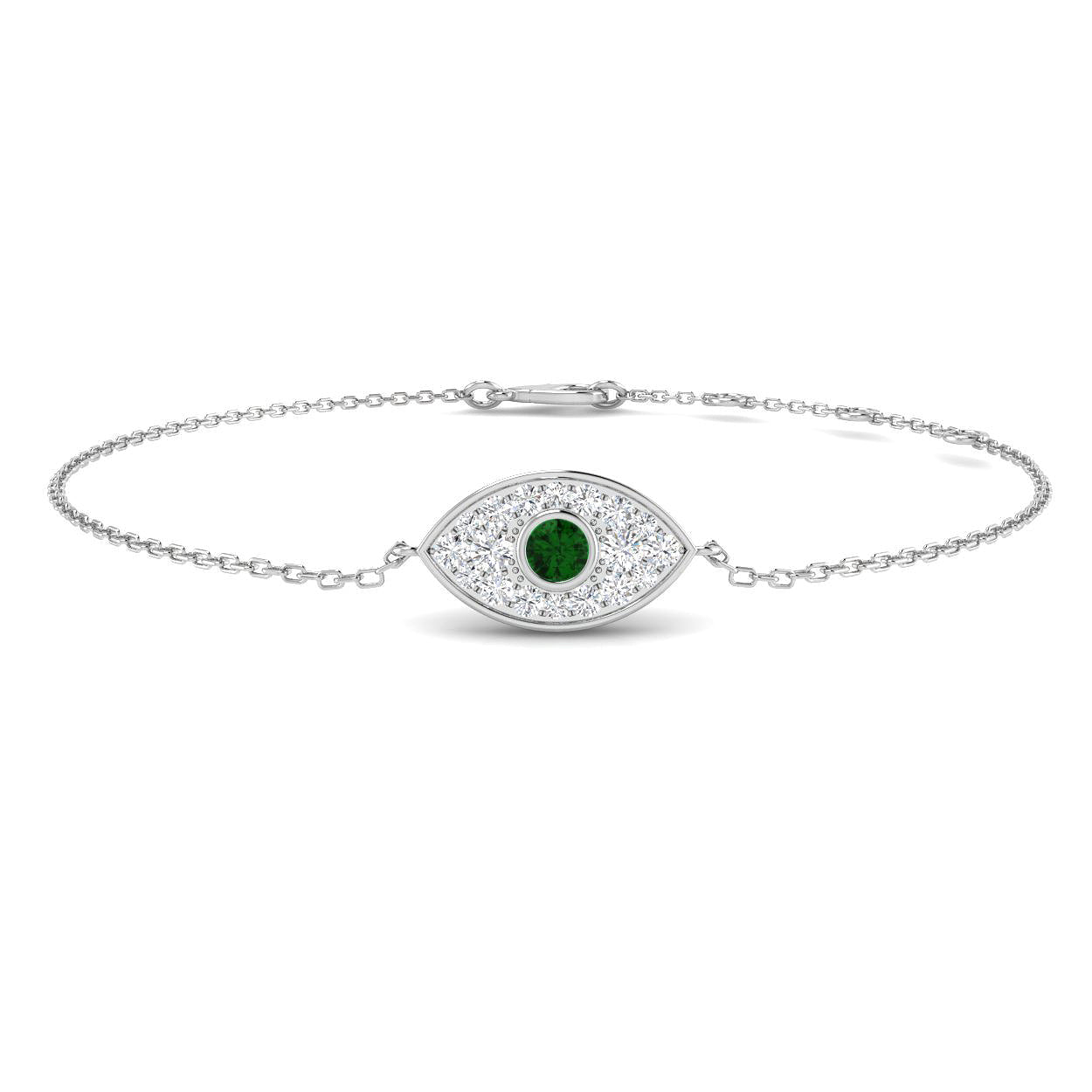 9ct White Gold 0.32ct Emerald Bracelet