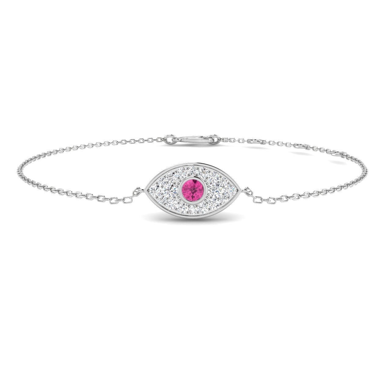 9ct White Gold 0.33ct Pink Sapphire Bracelet