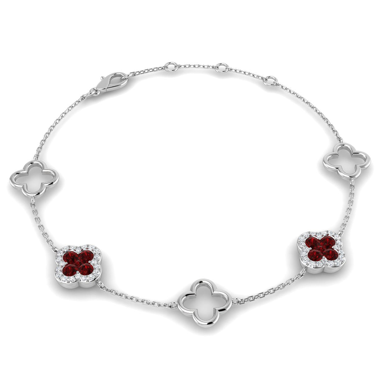 9ct White Gold 0.85ct Ruby Bracelet