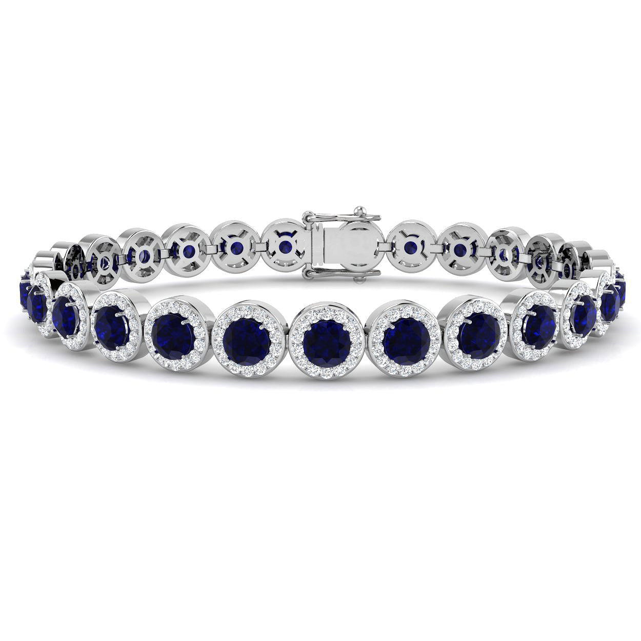 18ct White Gold 10.35ct Blue Sapphire Bracelet