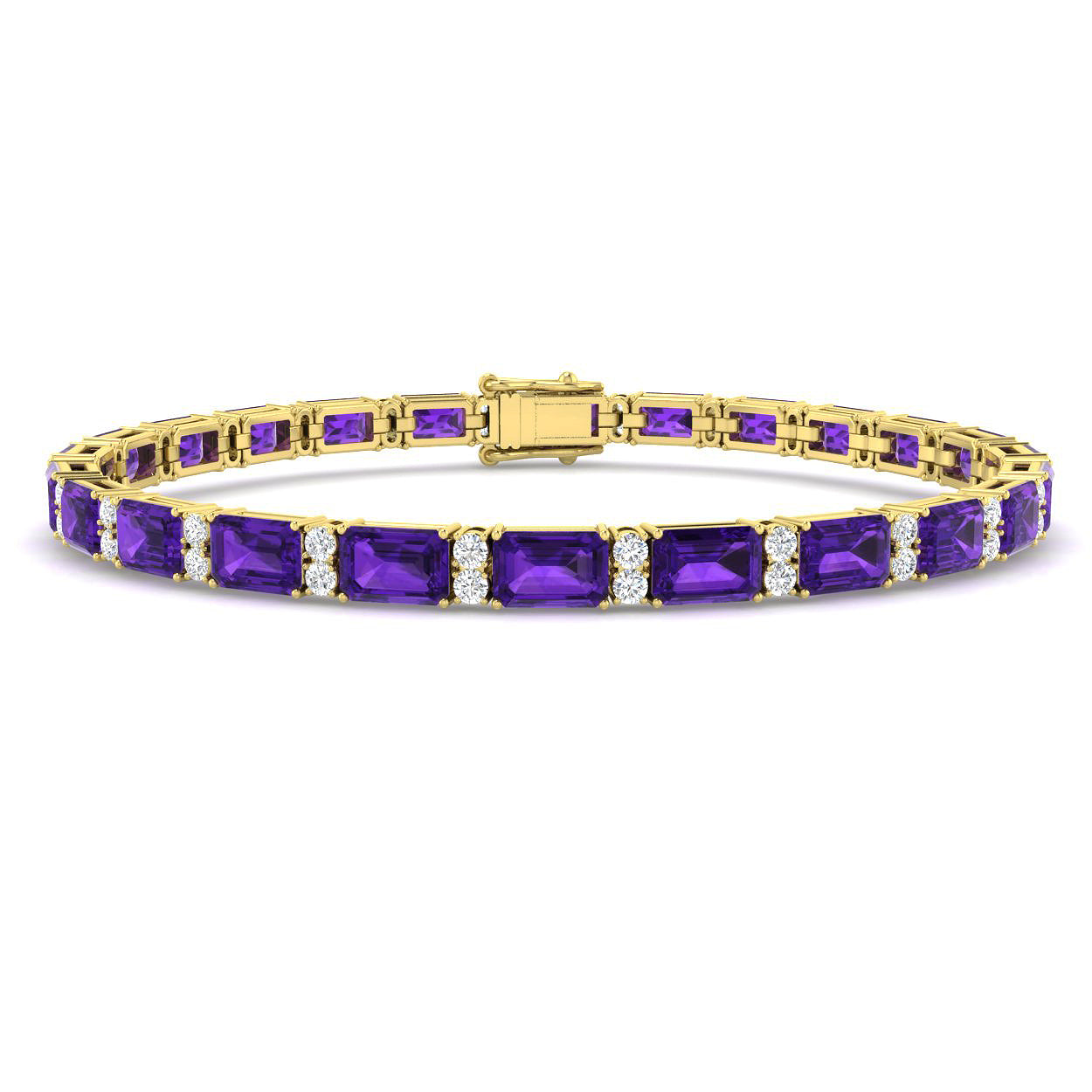 9ct Yellow Gold 14.28ct Amethyst Bracelet